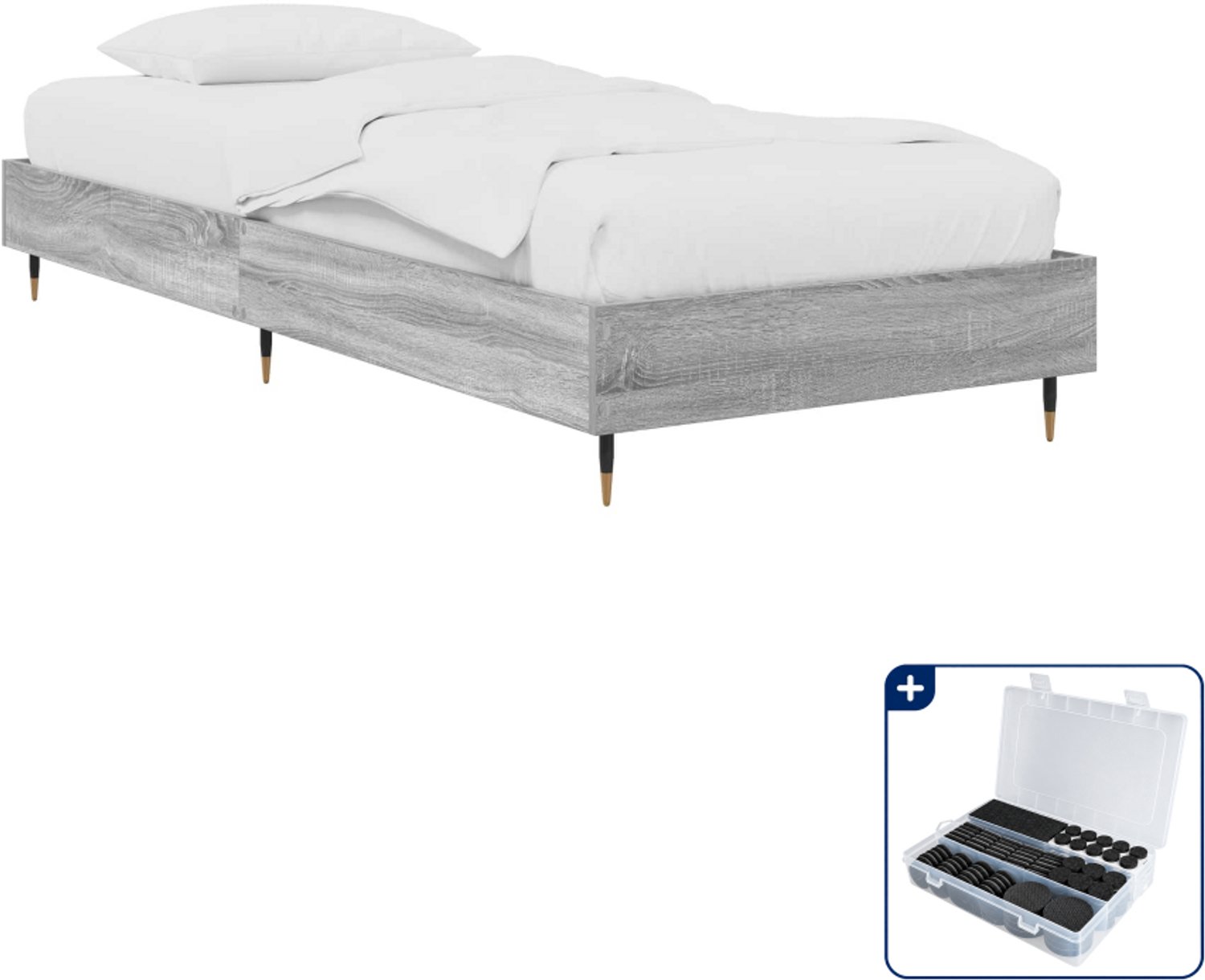 vidaXL bedframe 80 x 200 cm - bewerkt hout - grijs sonoma - Inclusief antikrasvilt 177-delig