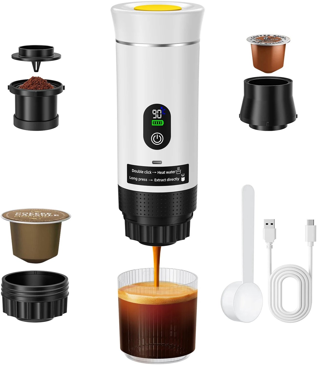 MC Select Draagbare Koffiemachines - Koffiezetapparaat - Draadloos - 20 Bar - Wit