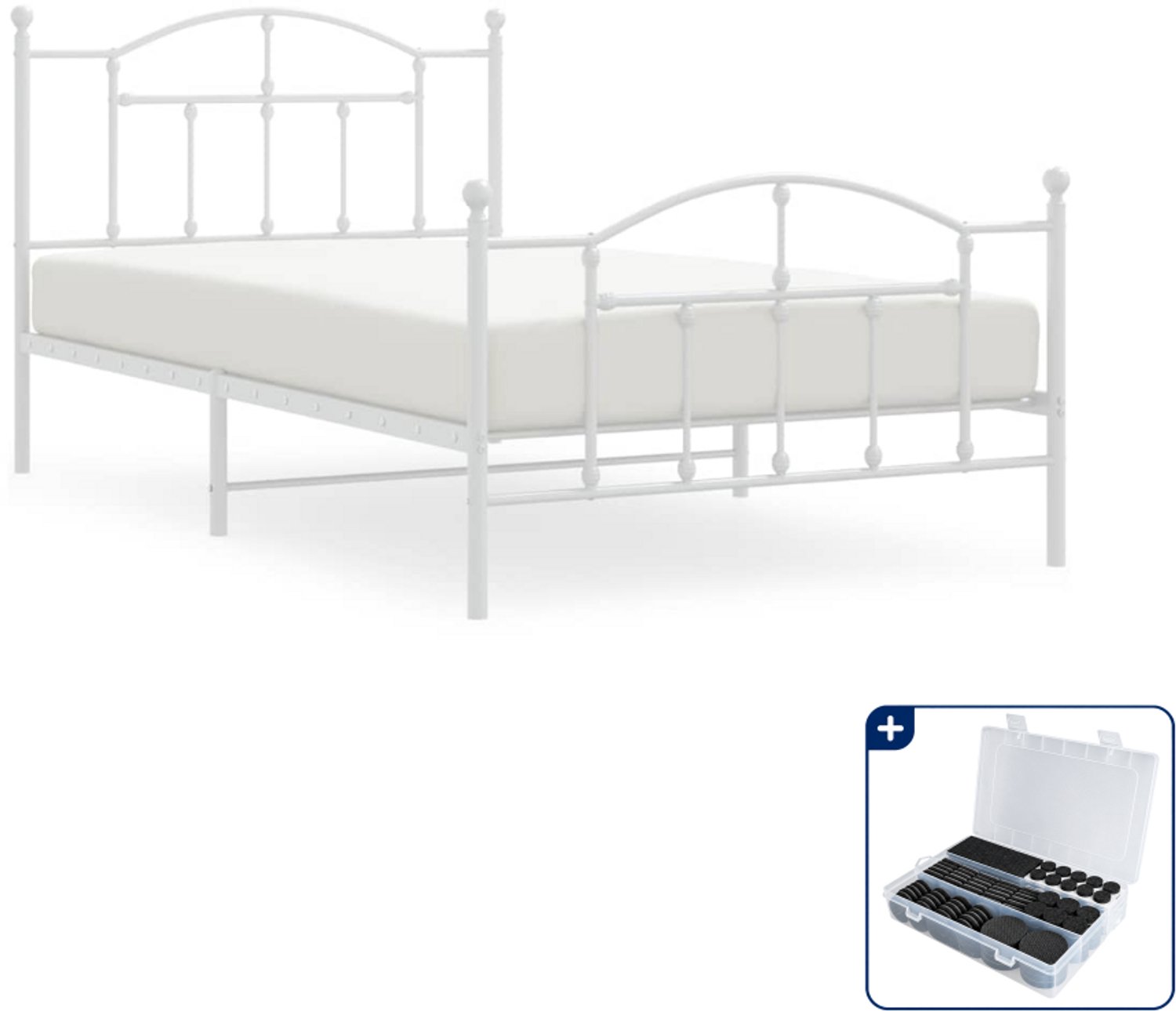 vidaXL bedframe - 100 x 200 cm - metaal - wit - Inclusief antikrasvilt 177-delig