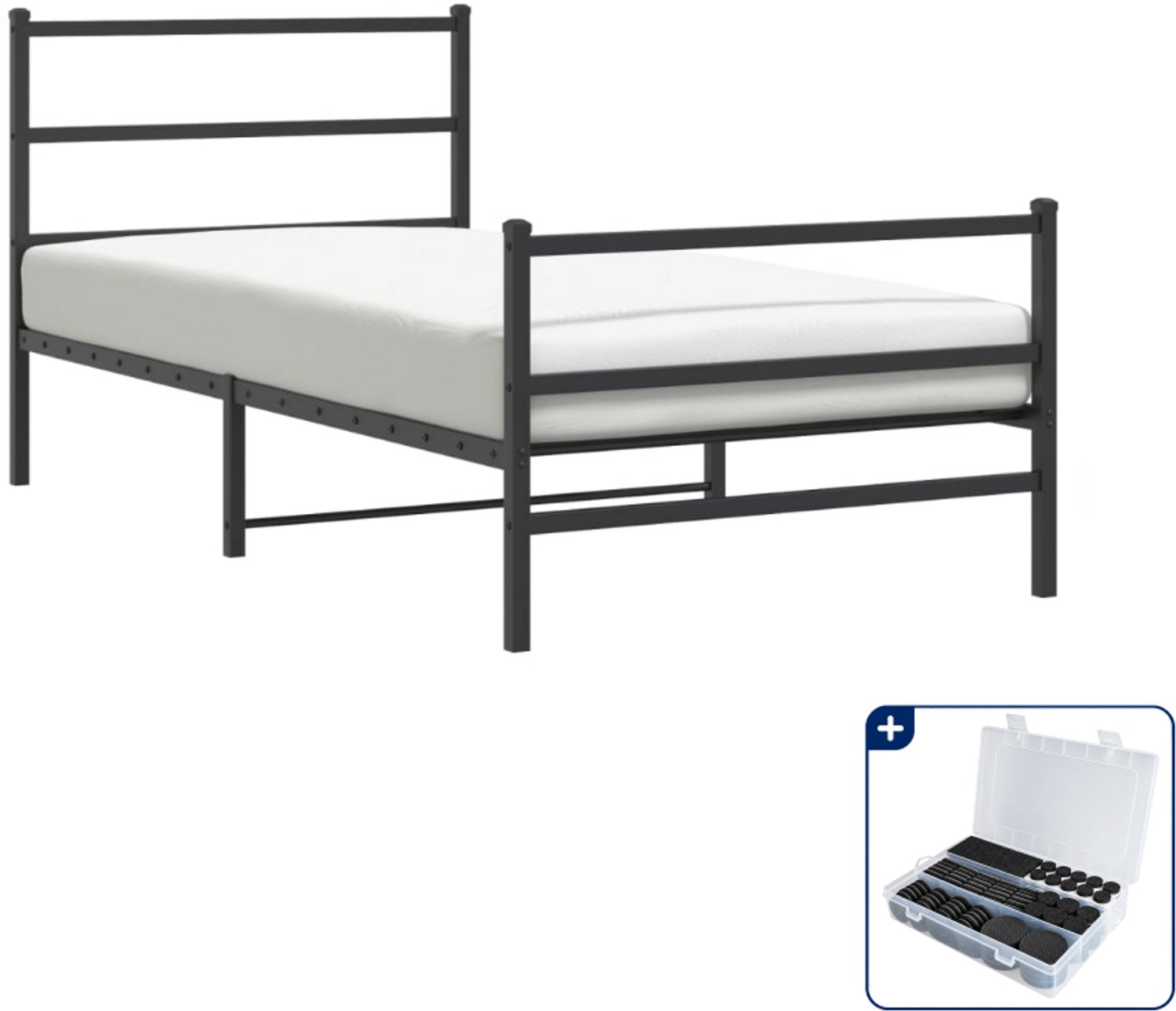 vidaXL bedframe 100 x 200 cm - staal - zwart - Inclusief antikrasvilt 177-delig