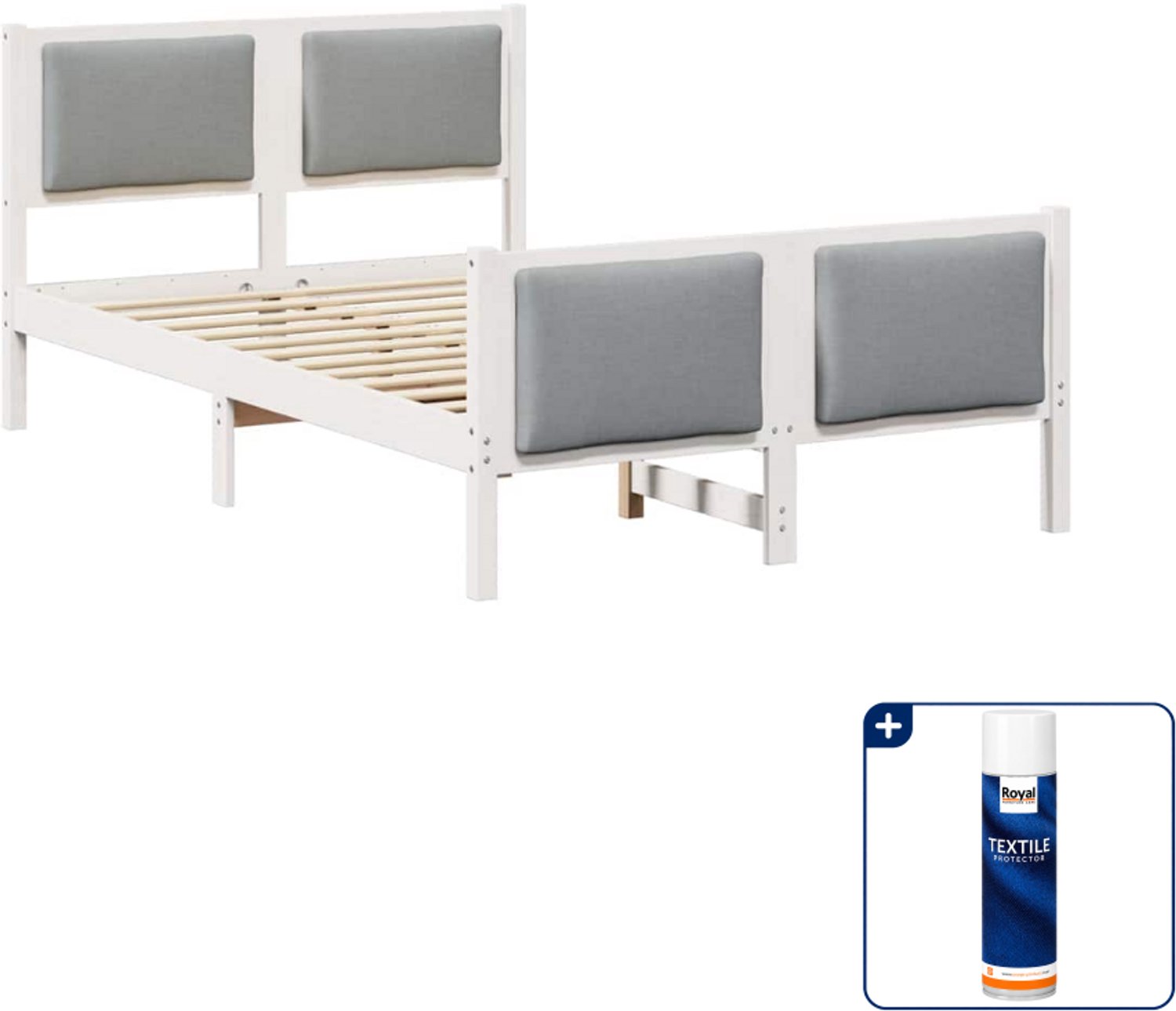 vidaXL Bedframe - 120 x 200 cm - lichtgrijs - Inclusief textielbeschermer 500 ml Wit