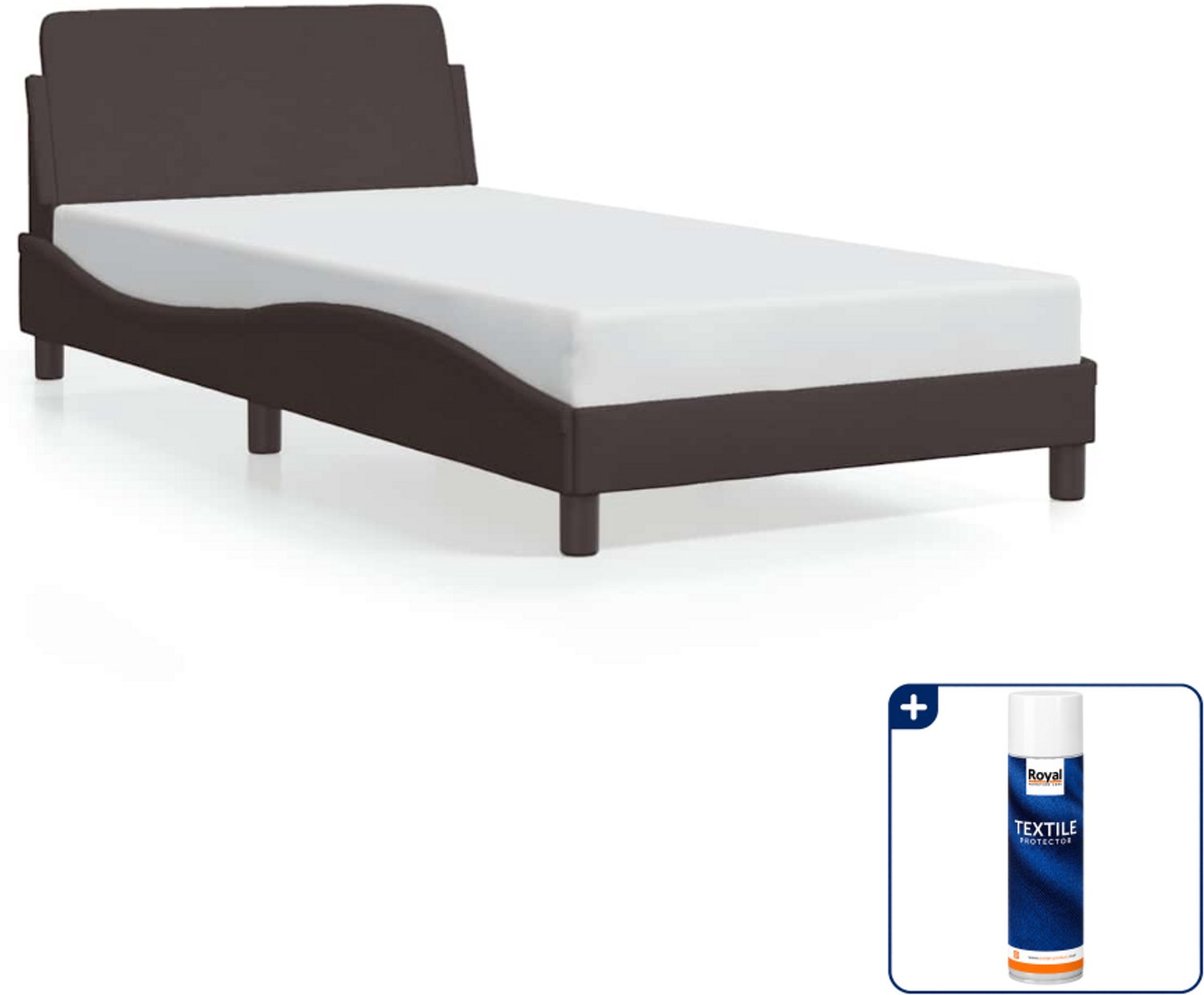 vidaXL Bedframe Dover - 100 x 200 cm - stof - donkerbruin - Inclusief textielbeschermer 500 ml