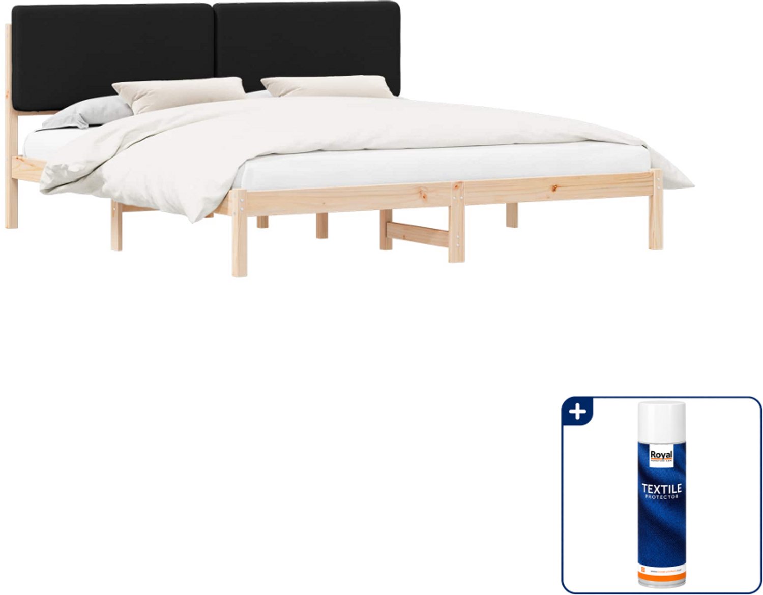 vidaXL Kingsize bedframe - 180 x 200 cm - zwart - Inclusief textielbeschermer 500 ml