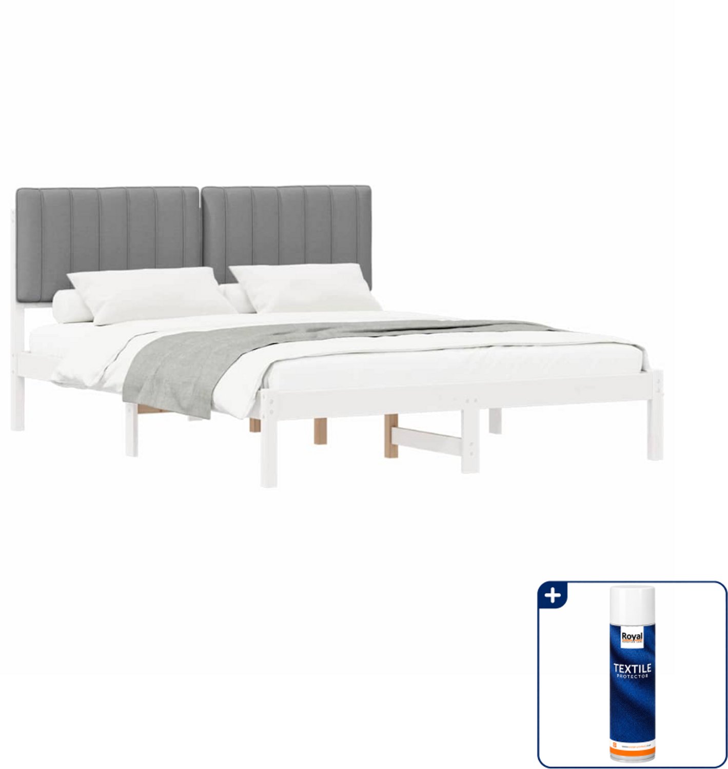 vidaXL bedframe - Queensize - 160 x 200 cm - lichtgrijs - Inclusief textielbeschermer 500 ml