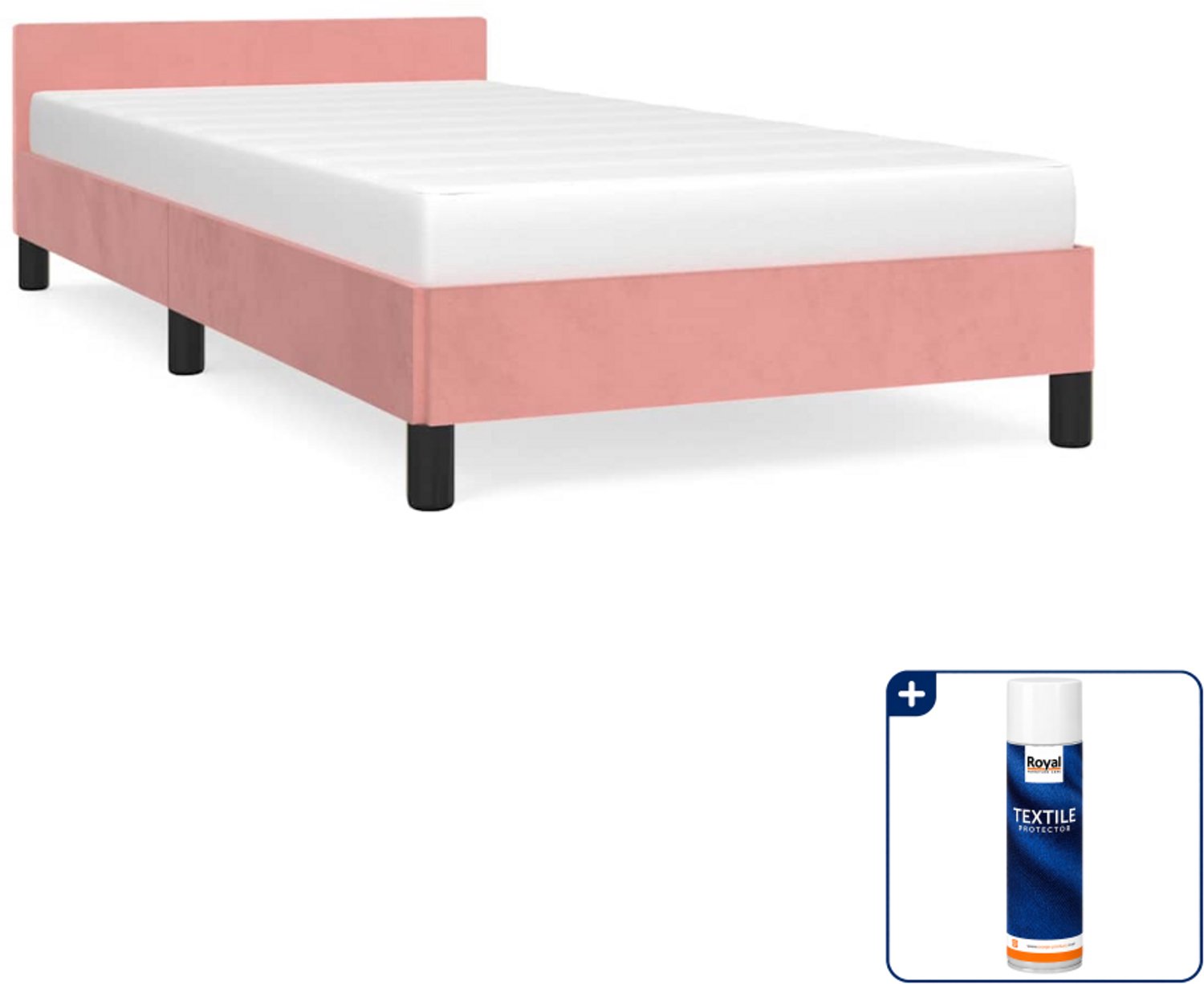 vidaXL bedframe - 100 x 200 cm - fluweel - roze - Inclusief textielbeschermer 500 ml