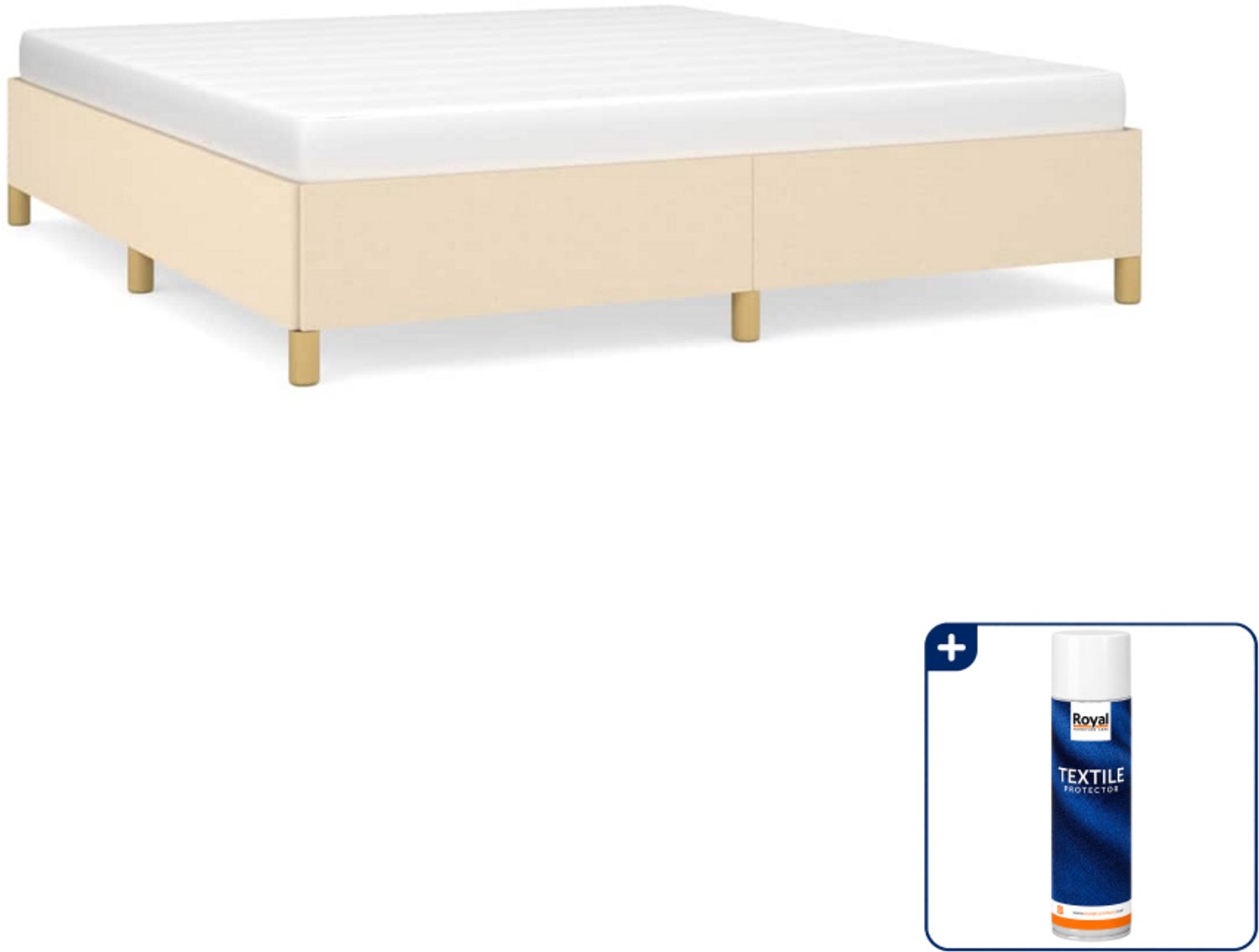 vidaXL Queensize bedframe - 160 x 200 cm - stof - crème - Inclusief textielbeschermer 500 ml