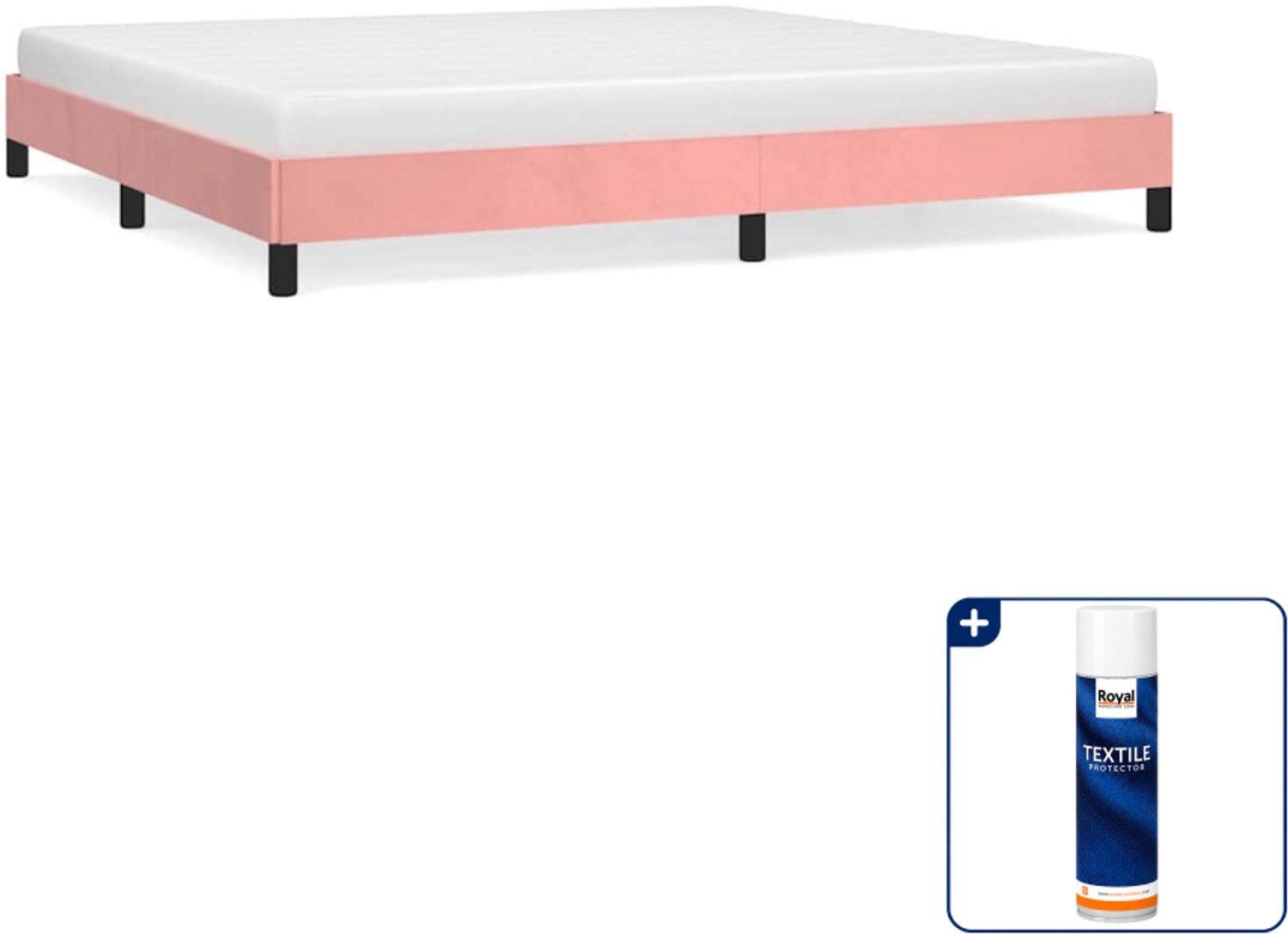 vidaXL bedframe - 200 x 200 cm - fluweel - roze - Inclusief textielbeschermer 500 ml