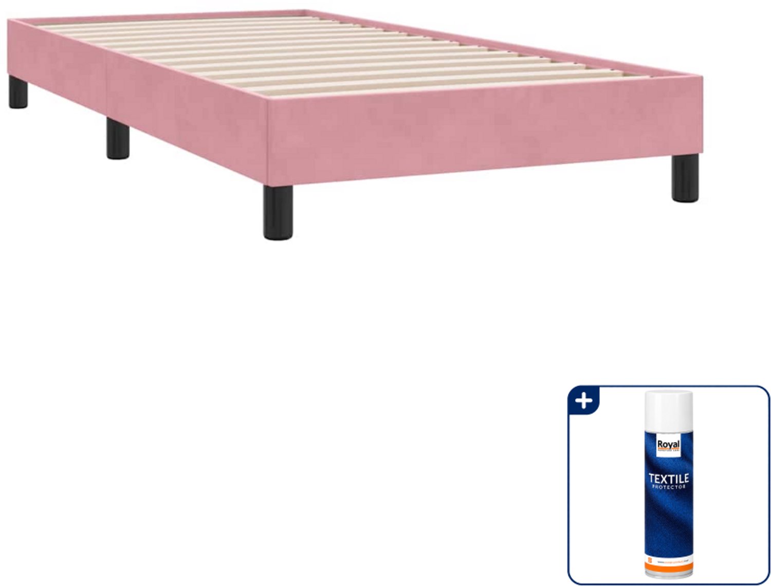 vidaXL bedframe - 100 x 220 cm - fluweel - roze - Inclusief textielbeschermer 500 ml