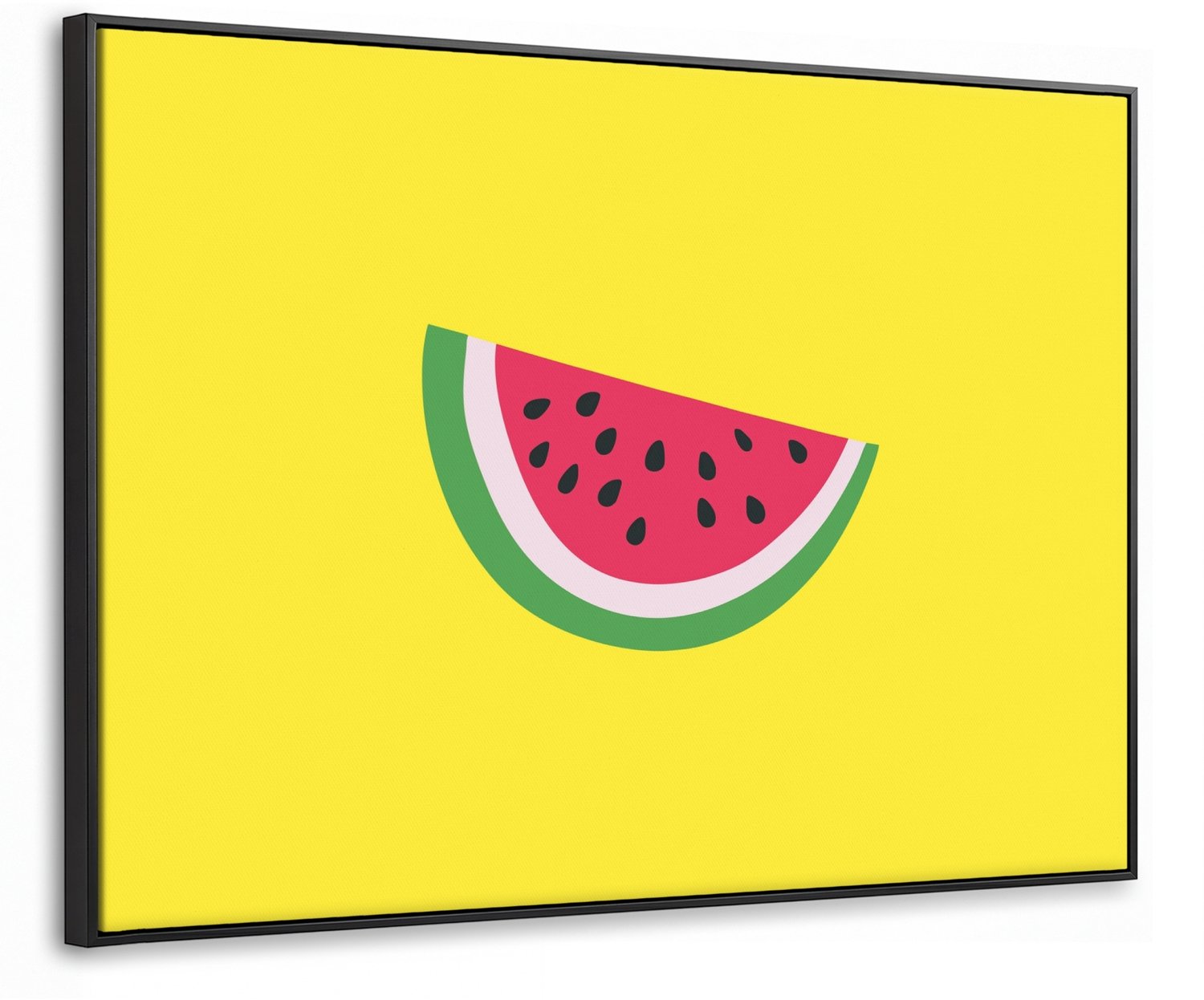 Canvas Schilderij met Baklijst 80x60cm - Fruit - Watermeloen - Geel - Muurdecoratie woonkamer - Slaapkamer decoratie - Kamer accessoires - Schilderijen op canvas met lijst