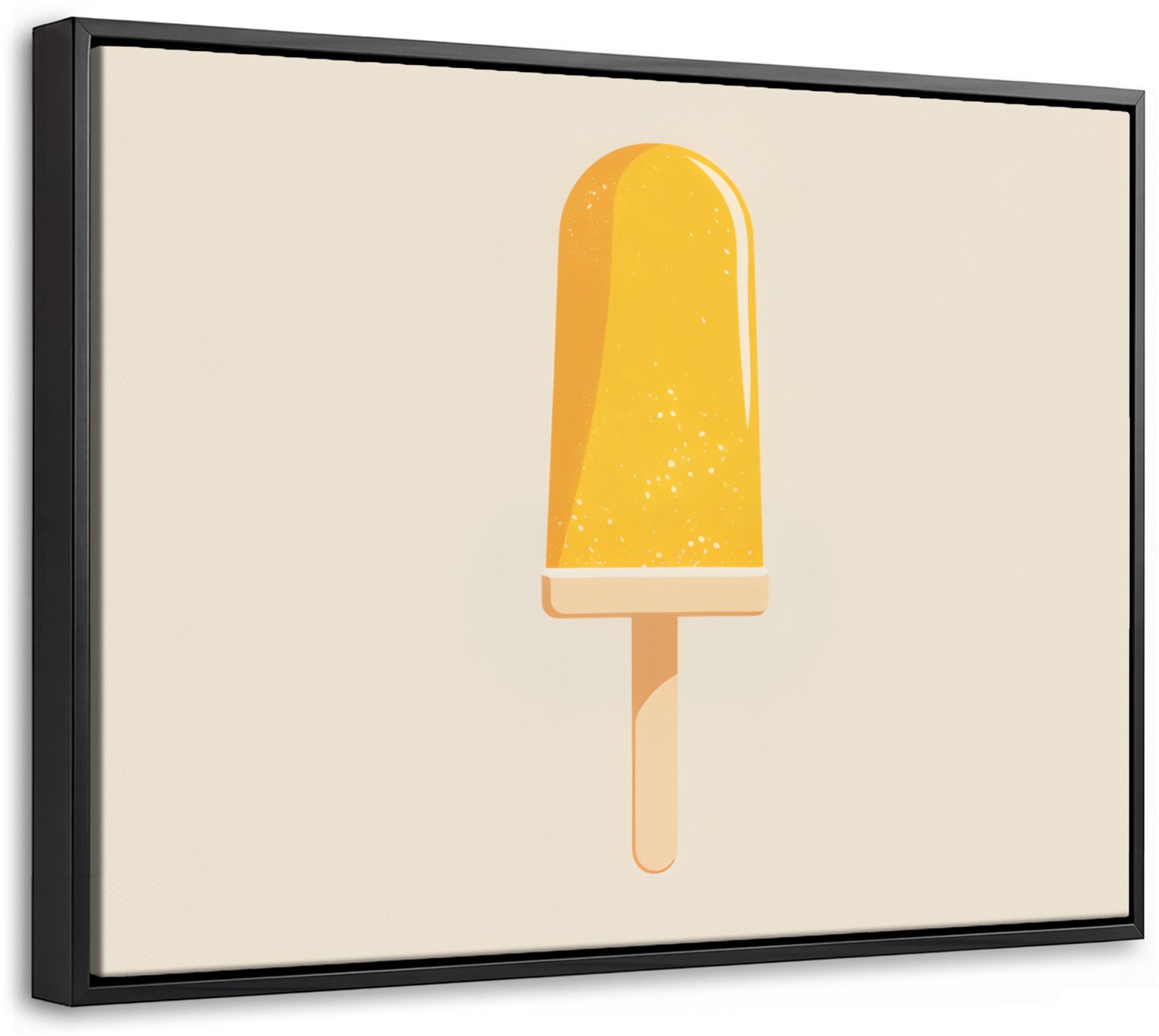 Canvas Schilderij met Baklijst 40x30cm - Oranje - Stokje - Waterijsje - Muurdecoratie woonkamer - Slaapkamer decoratie - Kamer accessoires - Schilderijen op canvas met lijst
