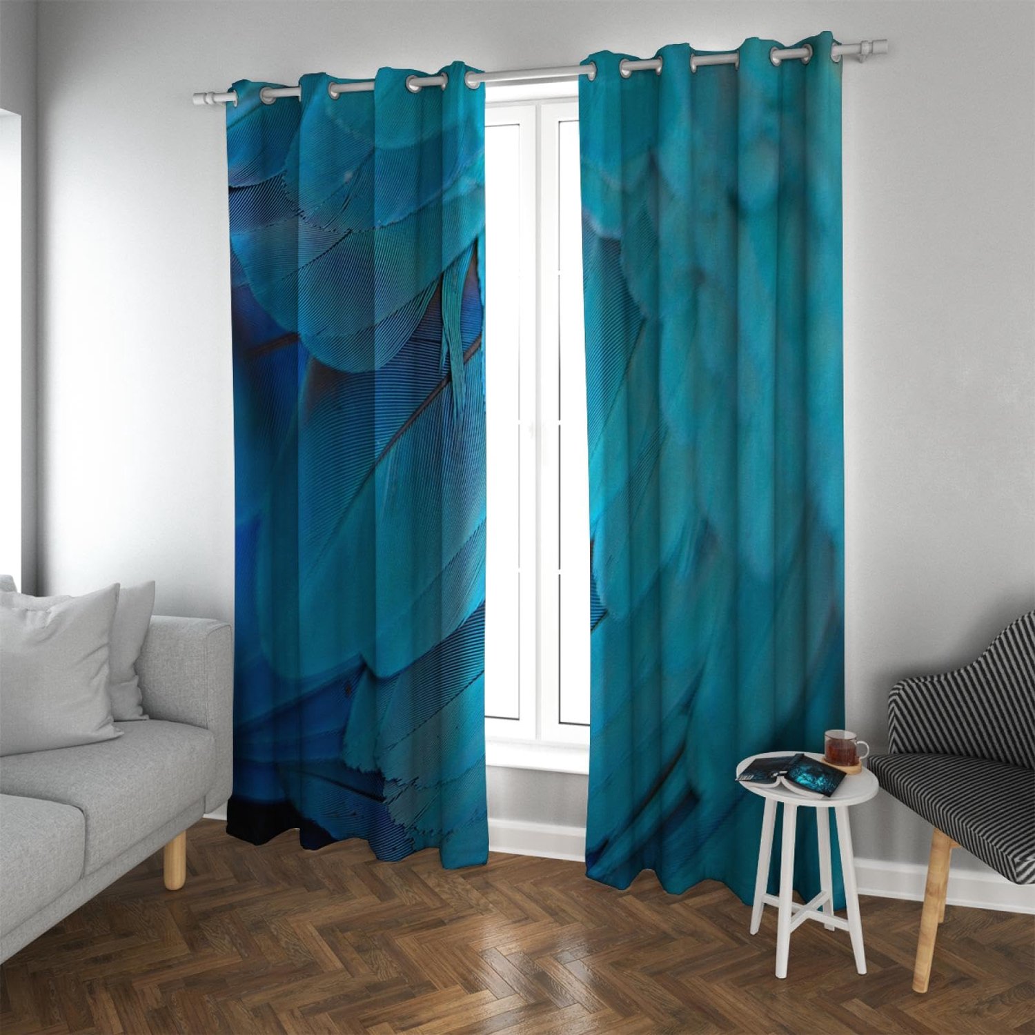 Famanu Blauwe verduisterende gordijnen voor slaapkamer, thermische gordijnen met ruisonderdrukkende functie, set van 2 panelen, L63 x B42 cm, perfect voor het creëren van een rustige en comfortabele sfeer in elke slaapkamer of woonkamer