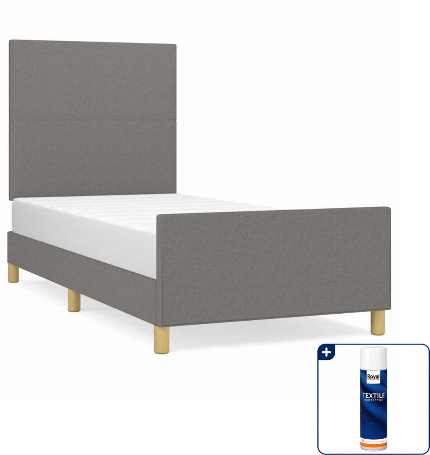 vidaXL bedframe - 90 x 190 cm - stof - donkergrijs - Inclusief textielbeschermer 500 ml Groen