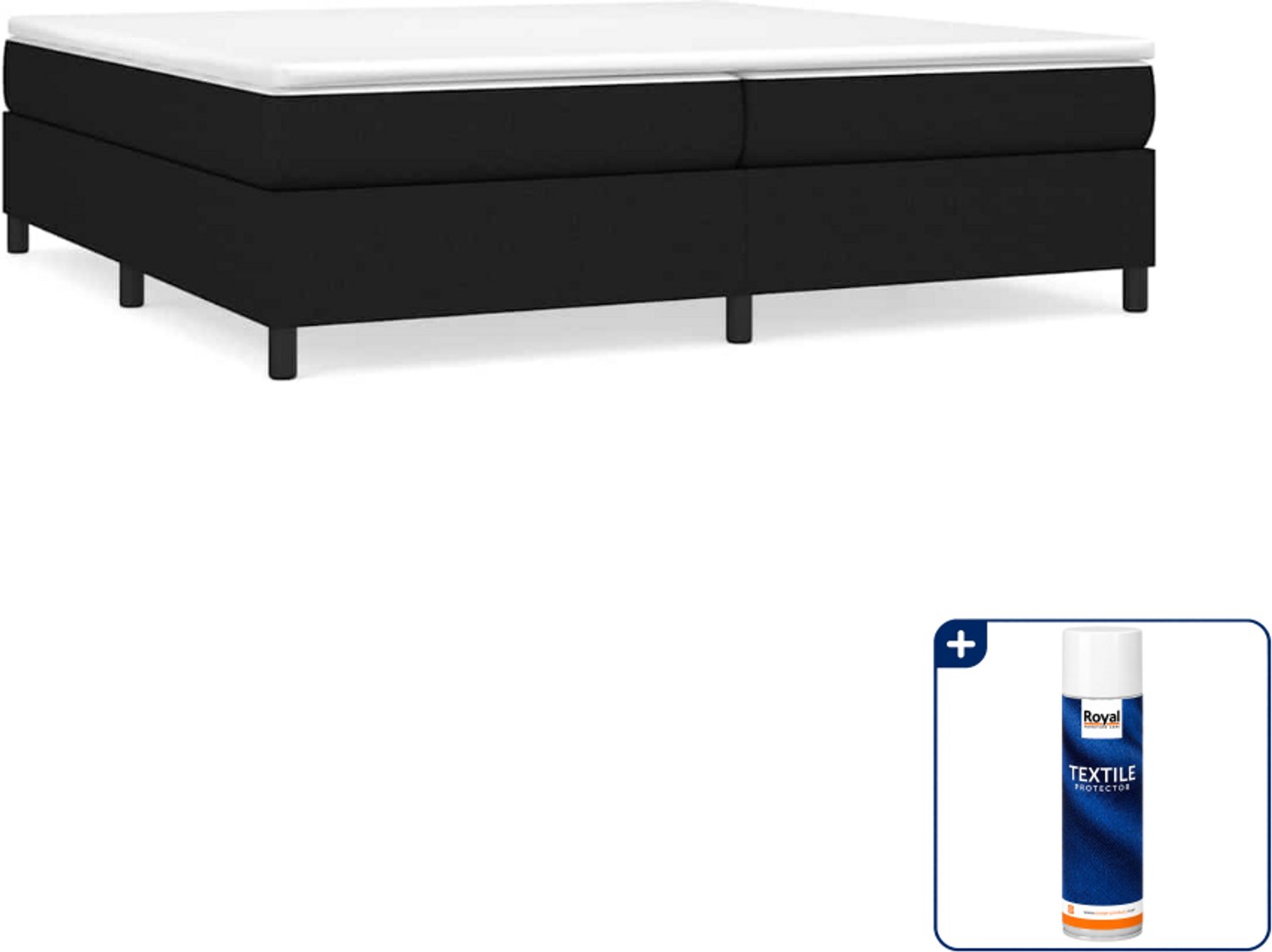 vidaXL boxspring bed - 200 x 200 cm - stof - zwart - Inclusief textielbeschermer 500 ml Crème