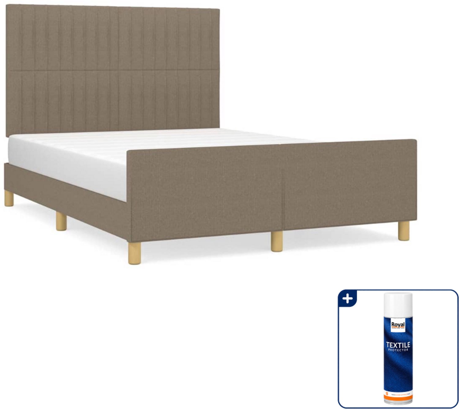 vidaXL Bedframe - 140 x 190 cm - stof - taupe - Inclusief textielbeschermer 500 ml