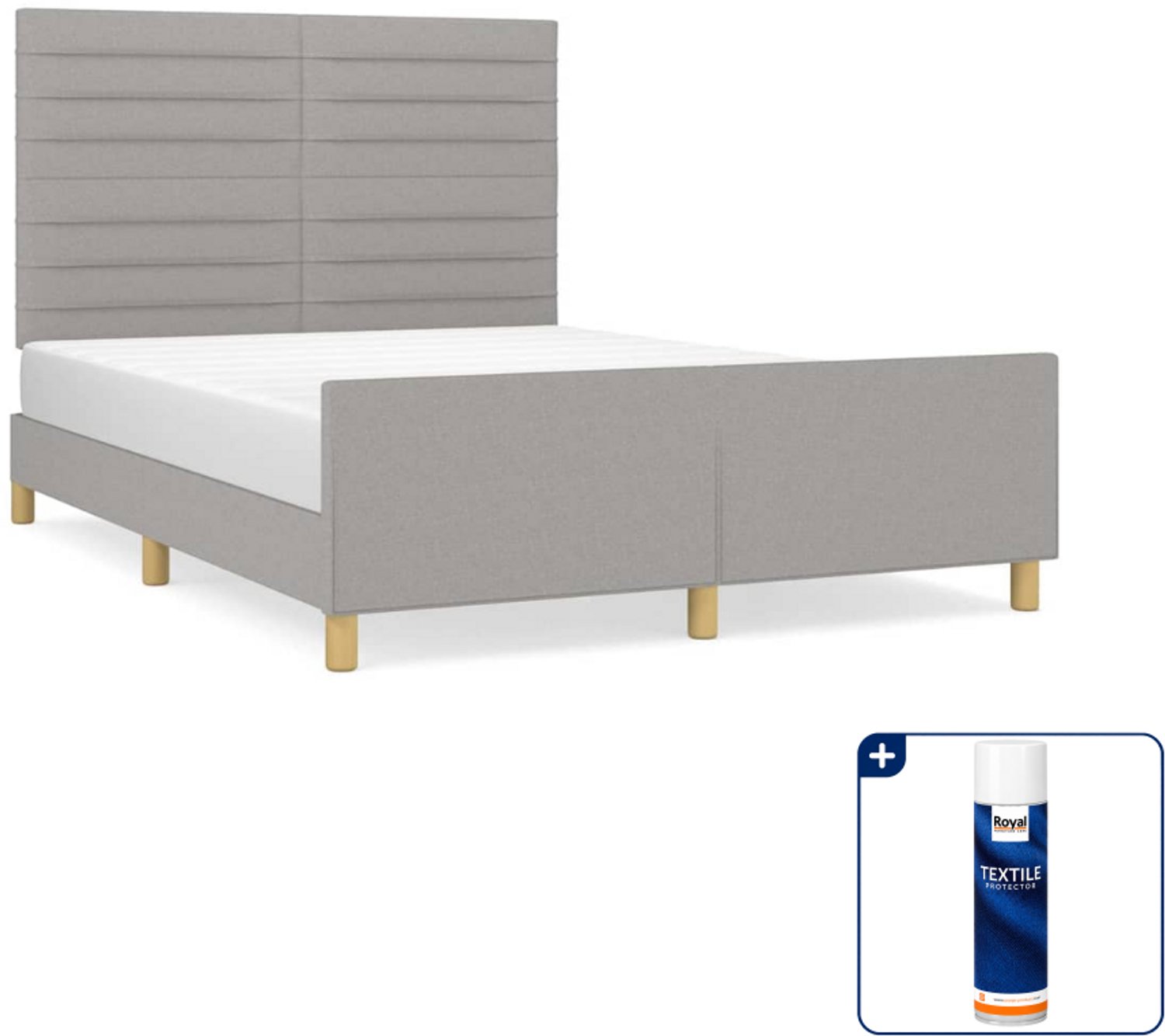 vidaXL bedframe - 140 x 190 cm - stof - lichtgrijs - Inclusief textielbeschermer 500 ml