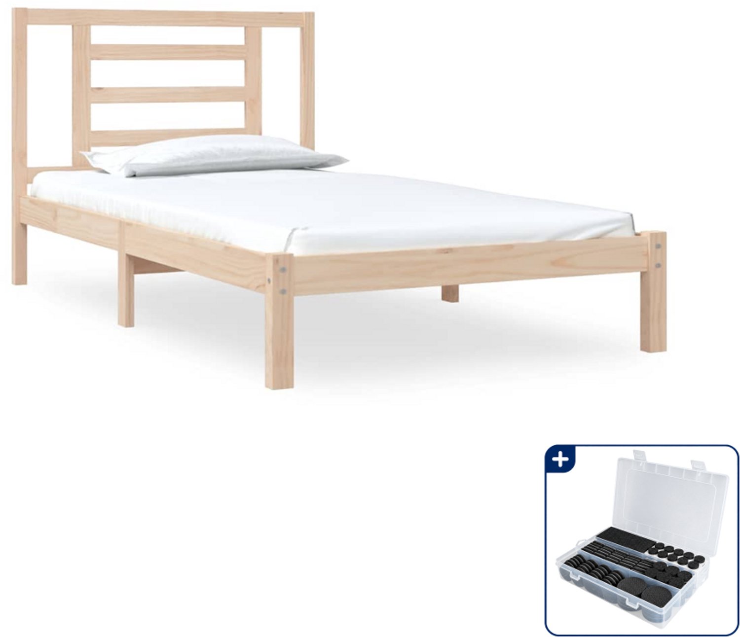 vidaXL bedframe - 90 x 200 cm - massief grenenhout - Inclusief antikrasvilt 177-delig Zwart