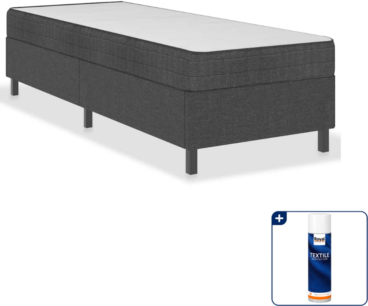 vidaXL boxspring 100 x 200 cm - stof - donkergrijs - Inclusief textielbeschermer 500 ml
