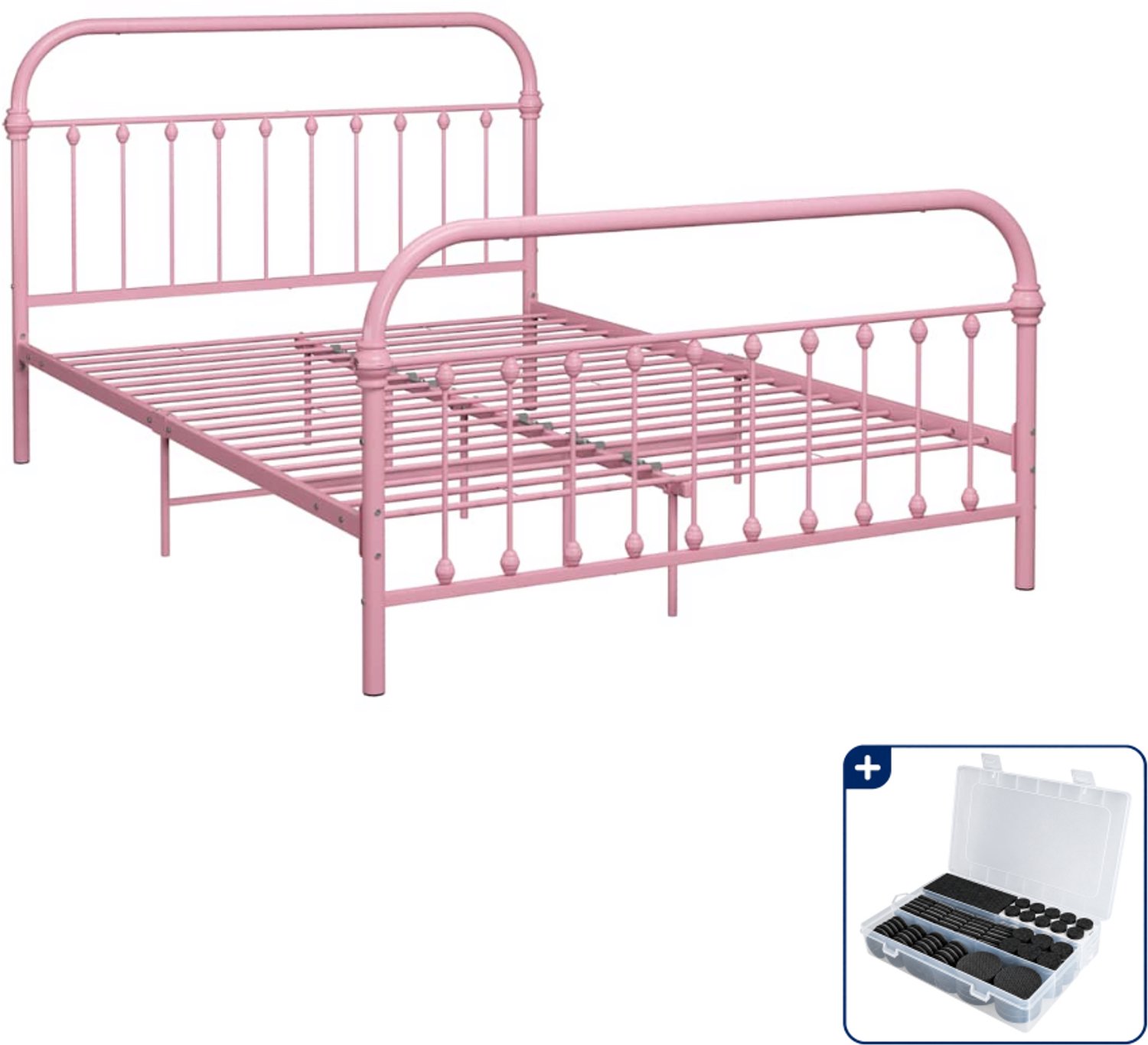 vidaXL Bedframe - Small double 140 x 200 cm - roze - Inclusief antikrasvilt 177-delig