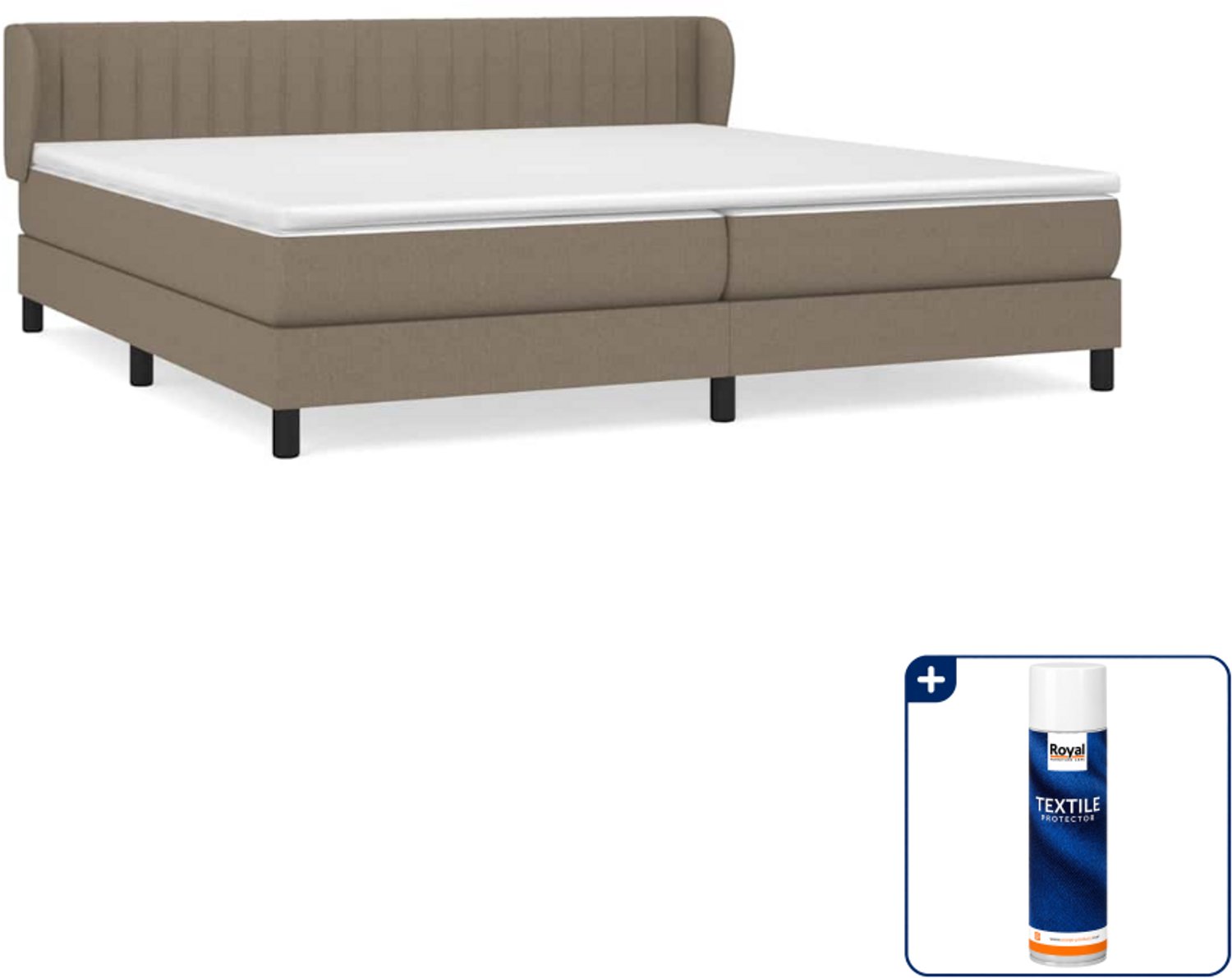 vidaXL Boxspring - Super kingsize - 200 x 200 cm - taupe - Inclusief textielbeschermer 500 ml