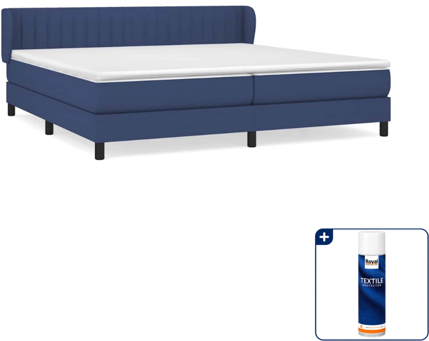 vidaXL boxspring - 200 x 200 cm - blauw - Inclusief textielbeschermer 500 ml