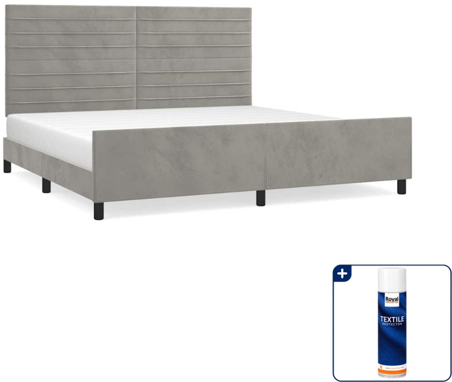 vidaXL bedframe - 200 x 200 cm - fluweel - lichtgrijs - Inclusief textielbeschermer 500 ml