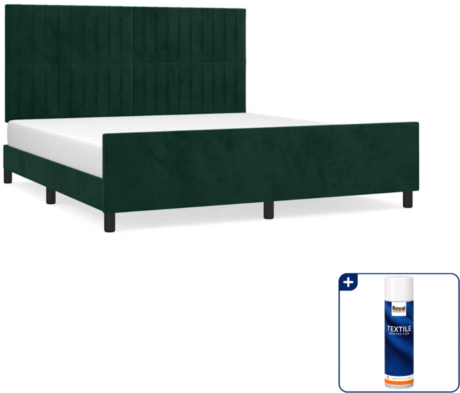 vidaXL Kingsize bedframe 180 x 200 cm - fluweel - donkergroen - Inclusief textielbeschermer 500 ml