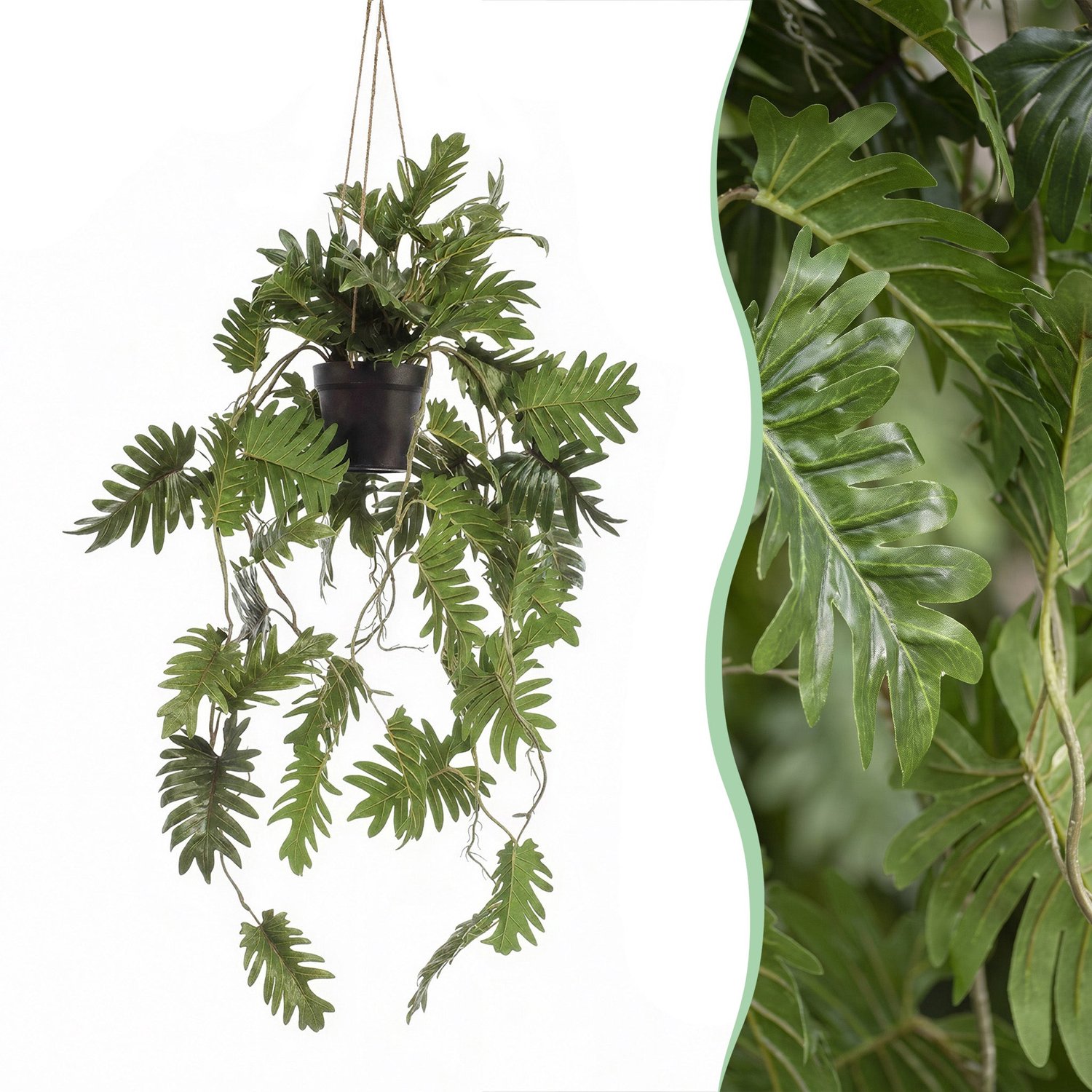 Green Harmony Plants Kunstplant - Philodendron - Klimmende boomliefhebber - 80 cm Bruin