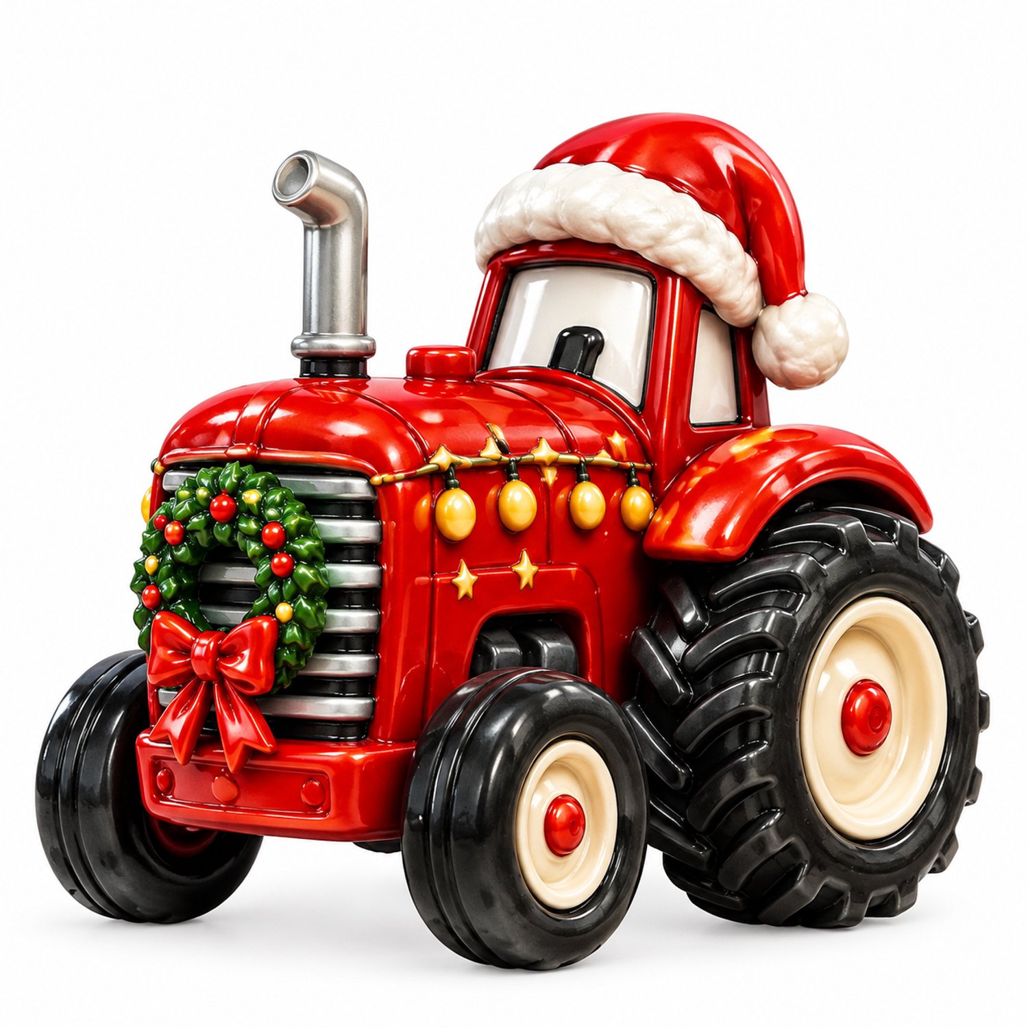 Adventskalender met 24 kersthangers - tractoren en boerderijfiguren - in bedrukte doos