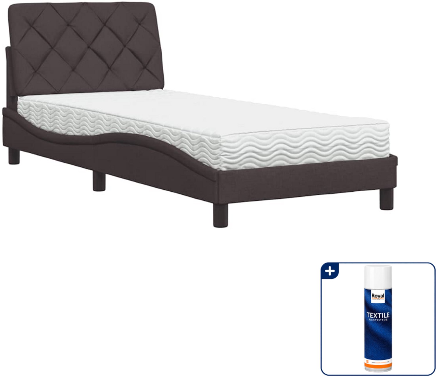 vidaXL Piran bed met matras - 80 x 200 cm - donkerbruin - Inclusief textielbeschermer 500 ml Taupe