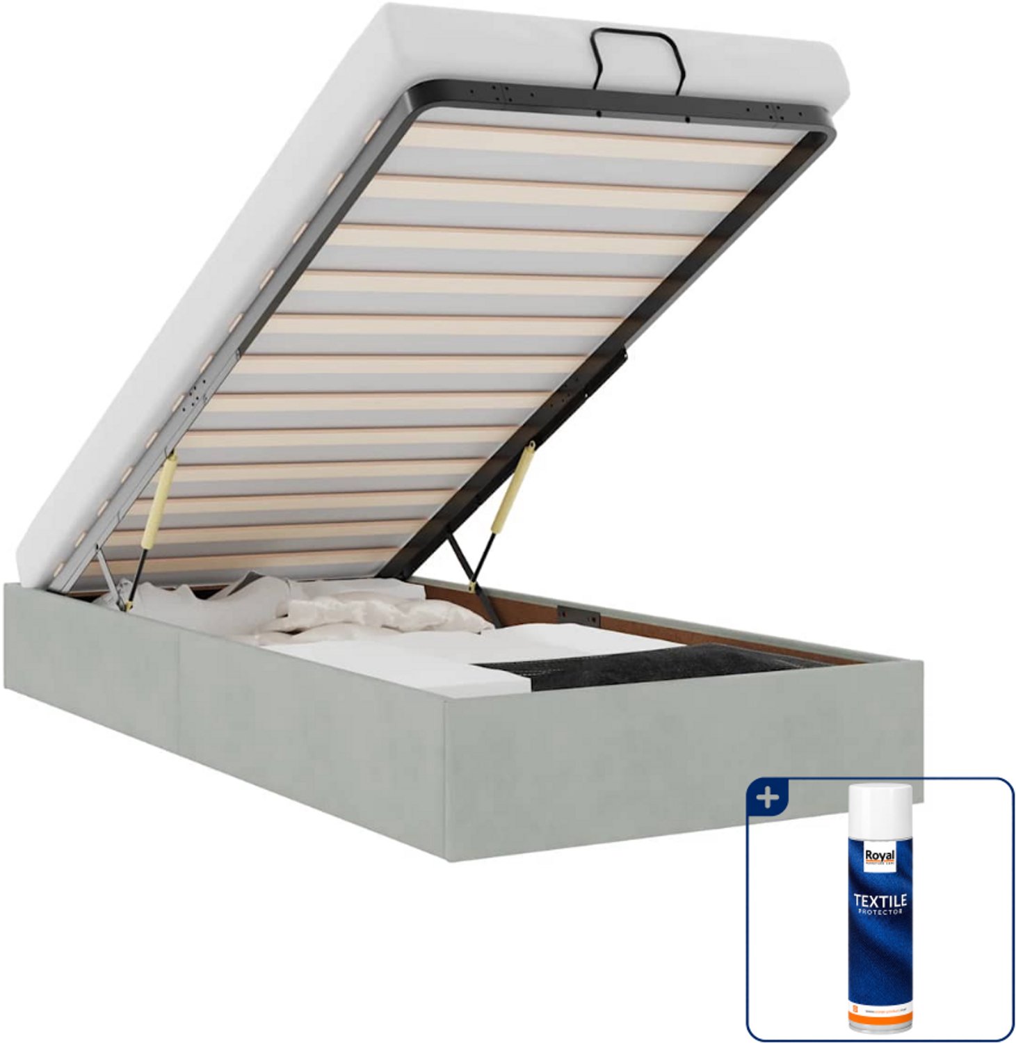 vidaXL Bedframe - 80 x 200 cm - fluweel - lichtgrijs - Inclusief textielbeschermer 500 ml Zwart