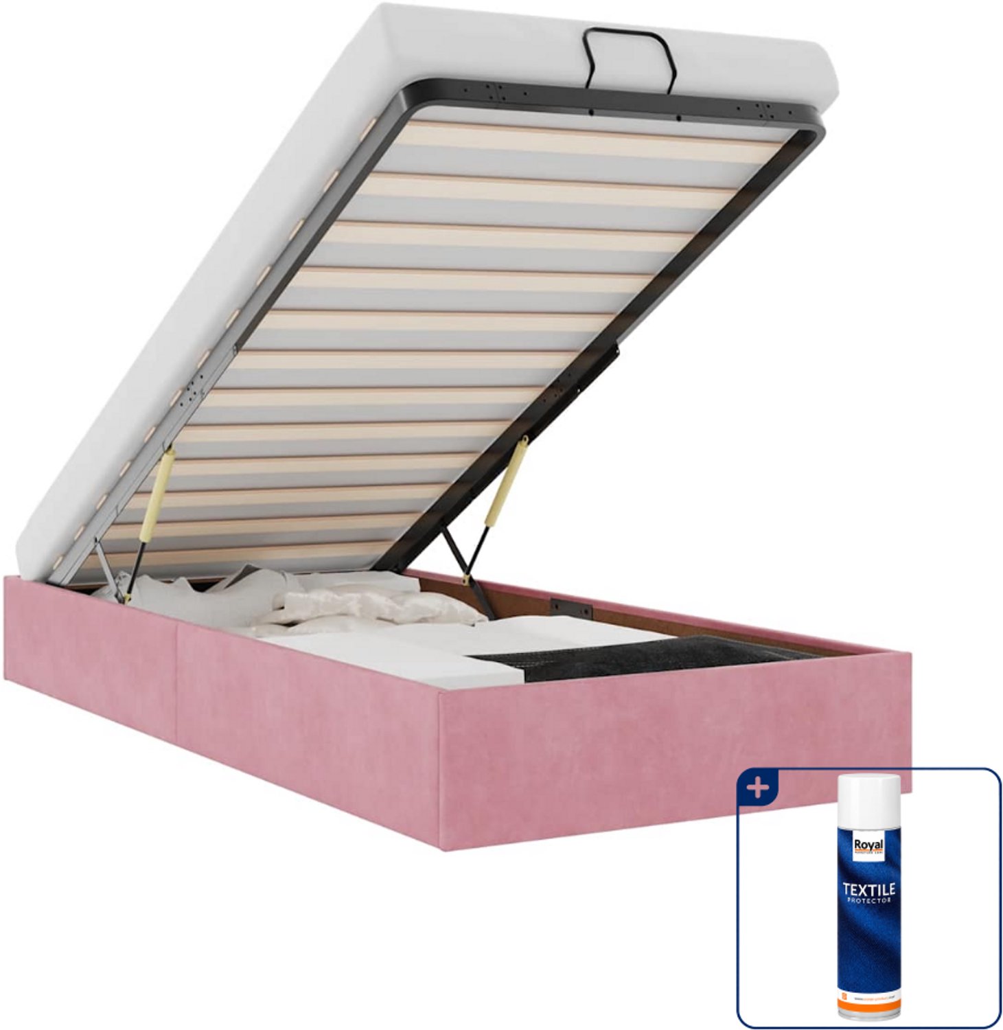 vidaXL bedframe - 80 x 200 cm - fluweel - roze - Inclusief textielbeschermer 500 ml Grijs