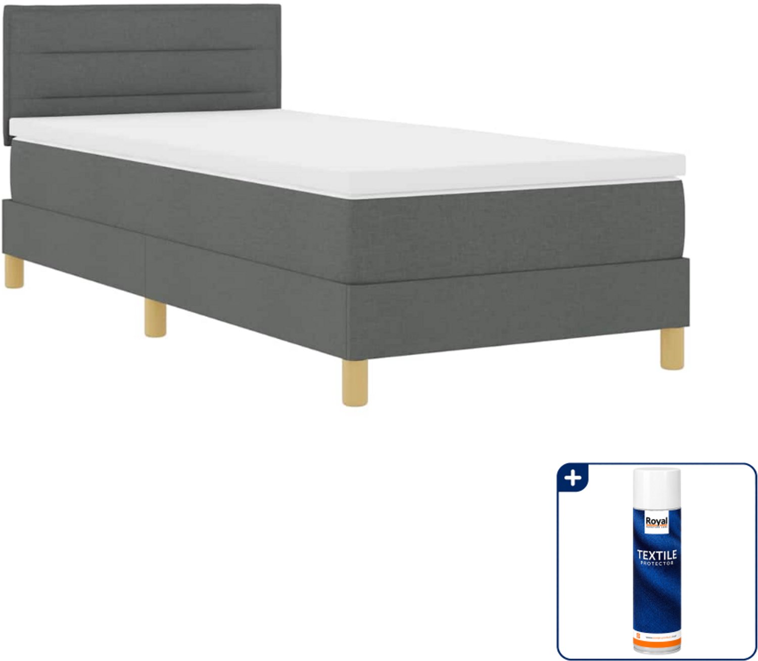 vidaXL boxspring - 90 x 200 cm - donkergrijs - Inclusief textielbeschermer 500 ml