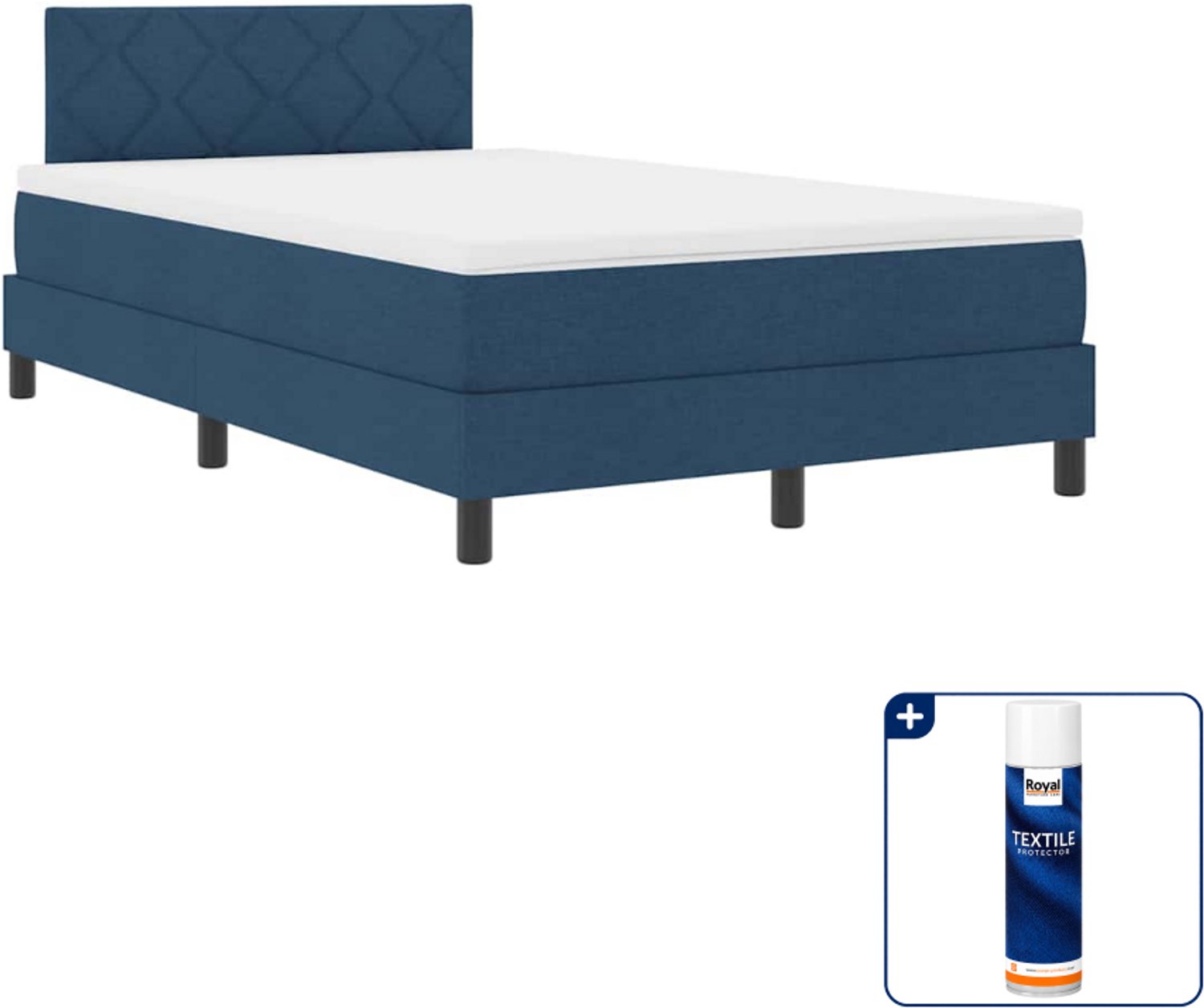 vidaXL boxspring - 120 x 200 cm - blauw - Inclusief textielbeschermer 500 ml