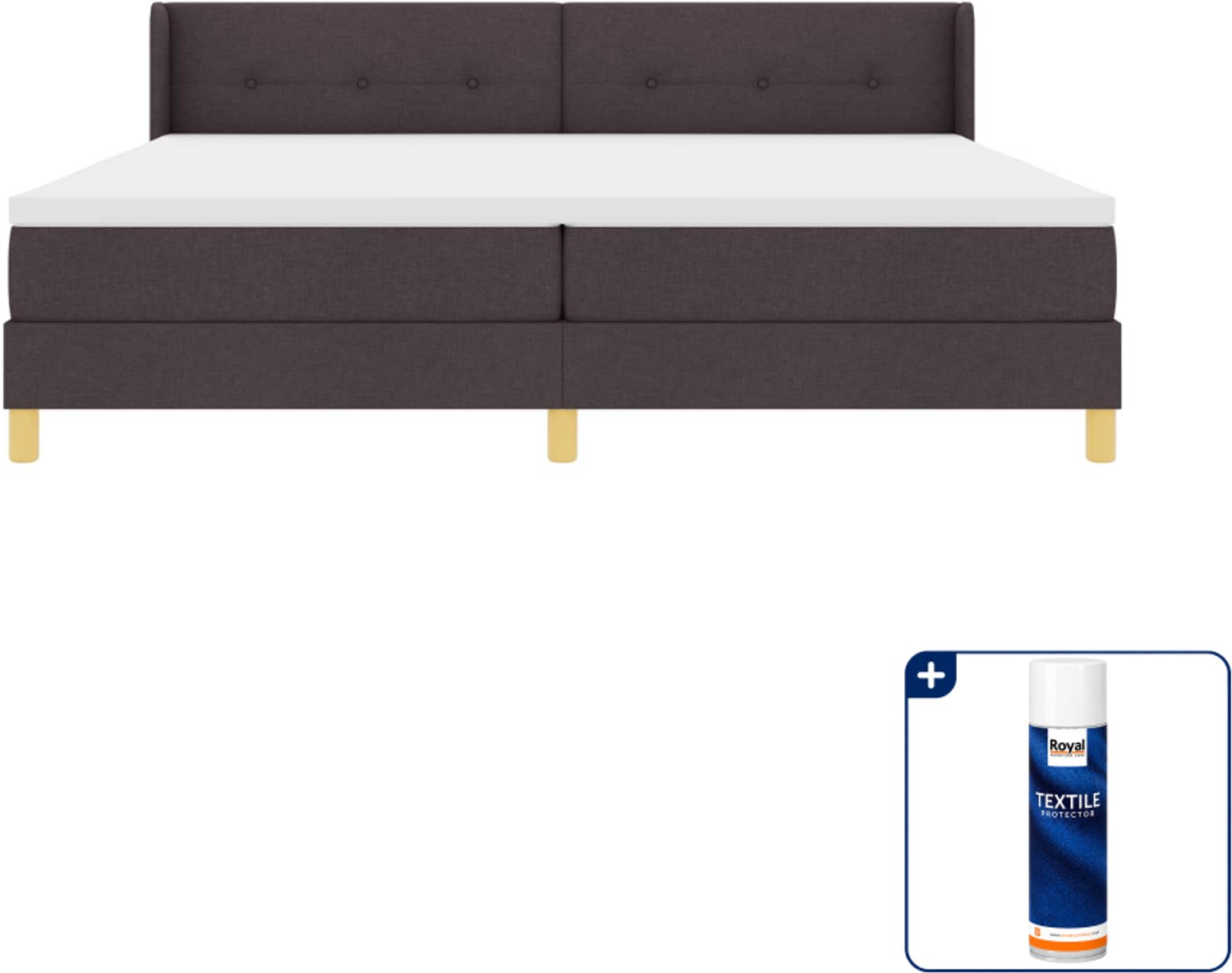 vidaXL boxspringbed - 200 x 200 cm - donkerbruin - Inclusief textielbeschermer 500 ml