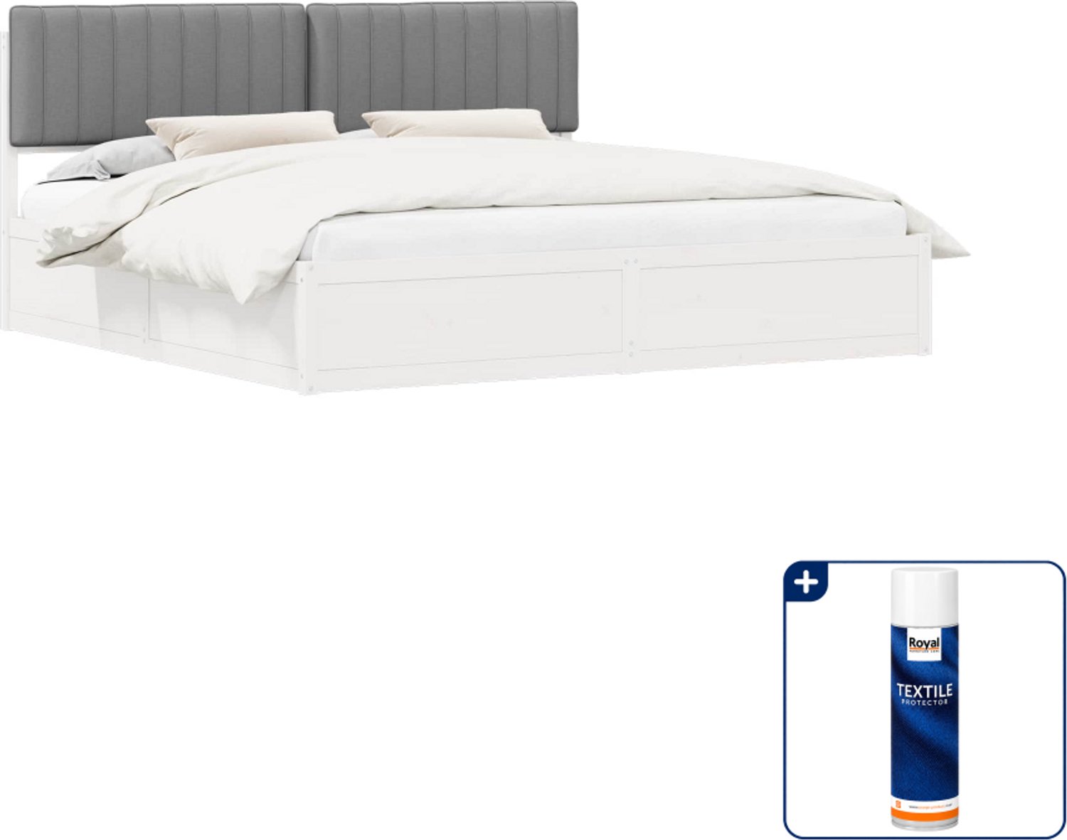 vidaXL Bedframe - 200 x 200 cm - lichtgrijs - Inclusief textielbeschermer 500 ml Zwart