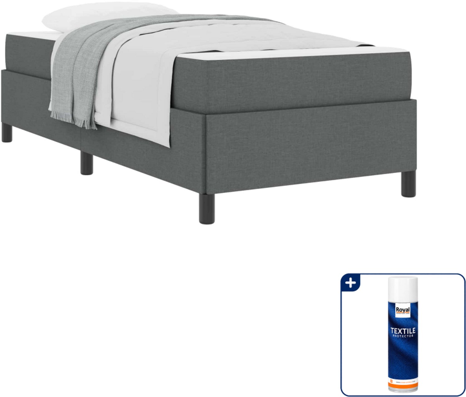 vidaXL boxspringbed 100 x 200 cm - donkergrijs - Inclusief textielbeschermer 500 ml Bruin