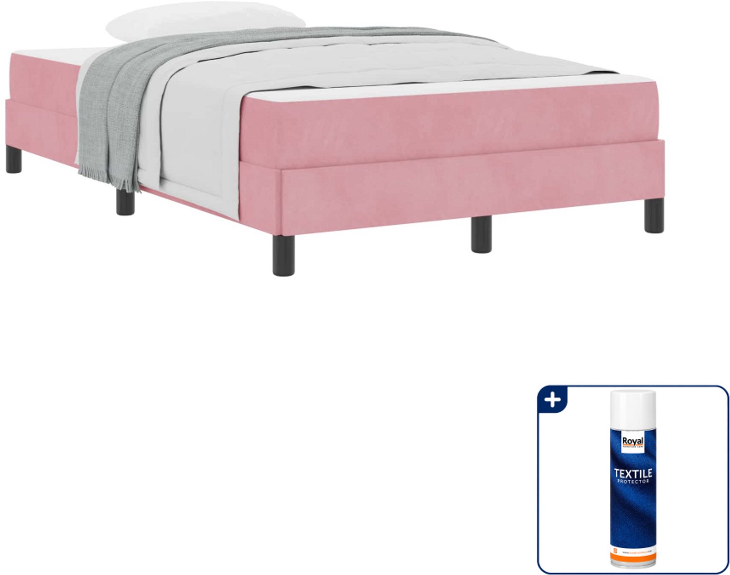 vidaXL boxspringbed met matras - 120 x 200 cm - stof - roze - Inclusief textielbeschermer 500 ml