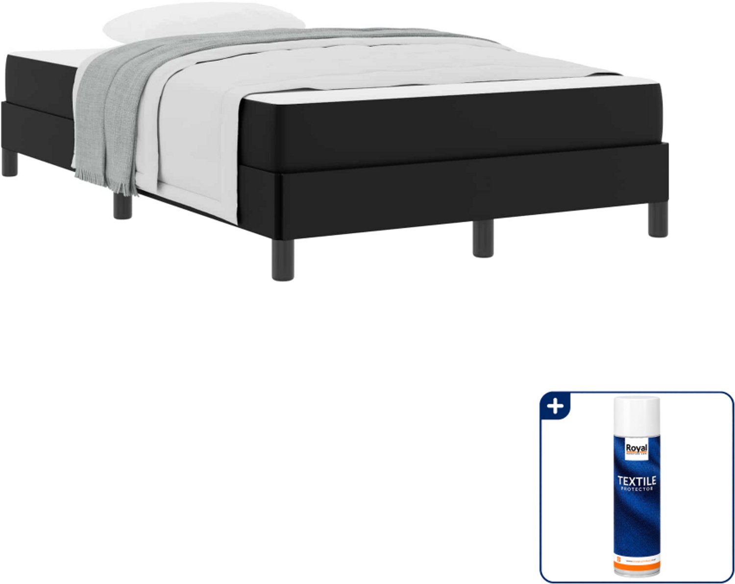 vidaXL bed met matras - 120 x 190 cm - stof - zwart - Inclusief textielbeschermer 500 ml