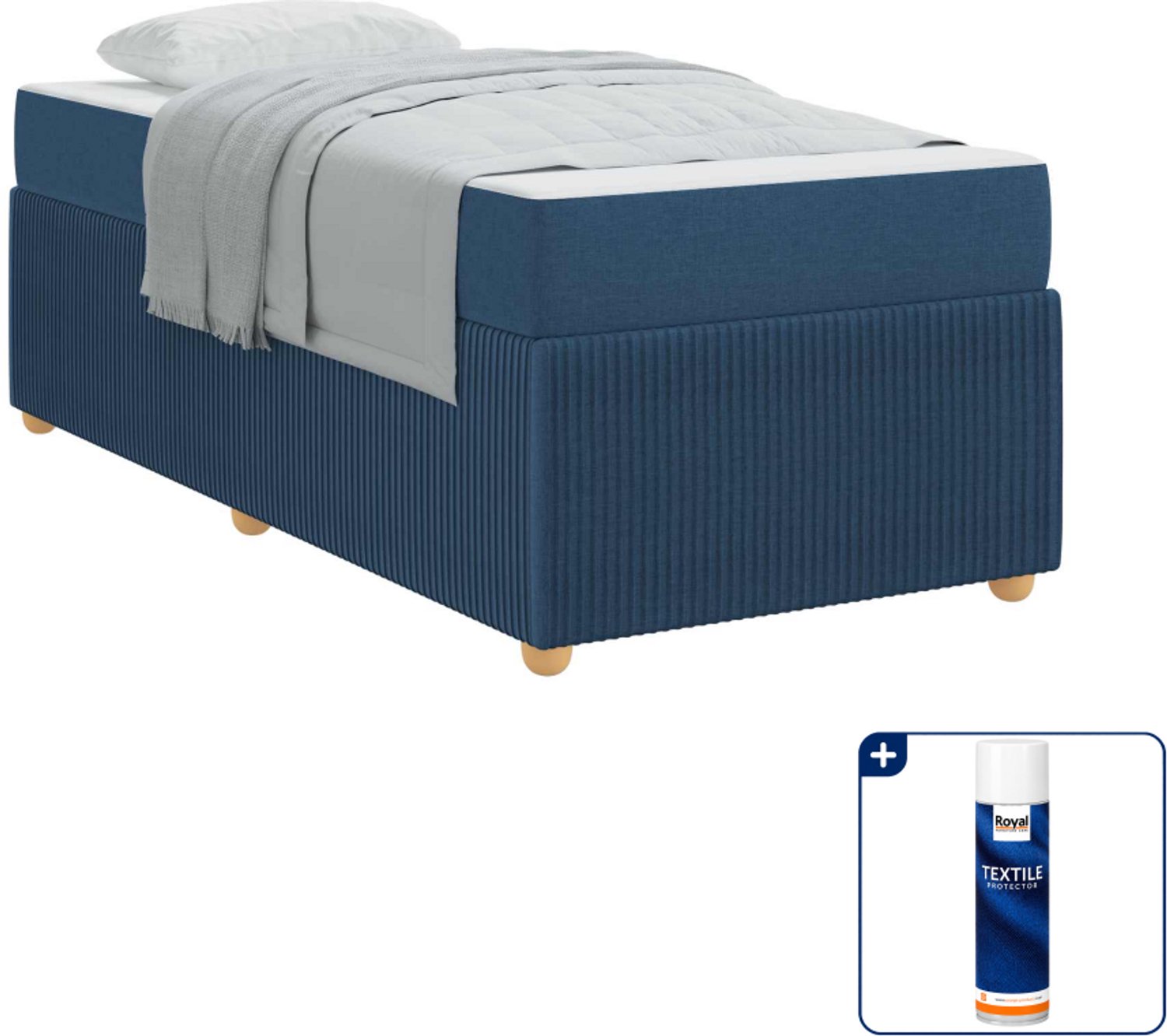 vidaXL bedframe - 90 x 190 cm - blauw - Inclusief textielbeschermer 500 ml Roze