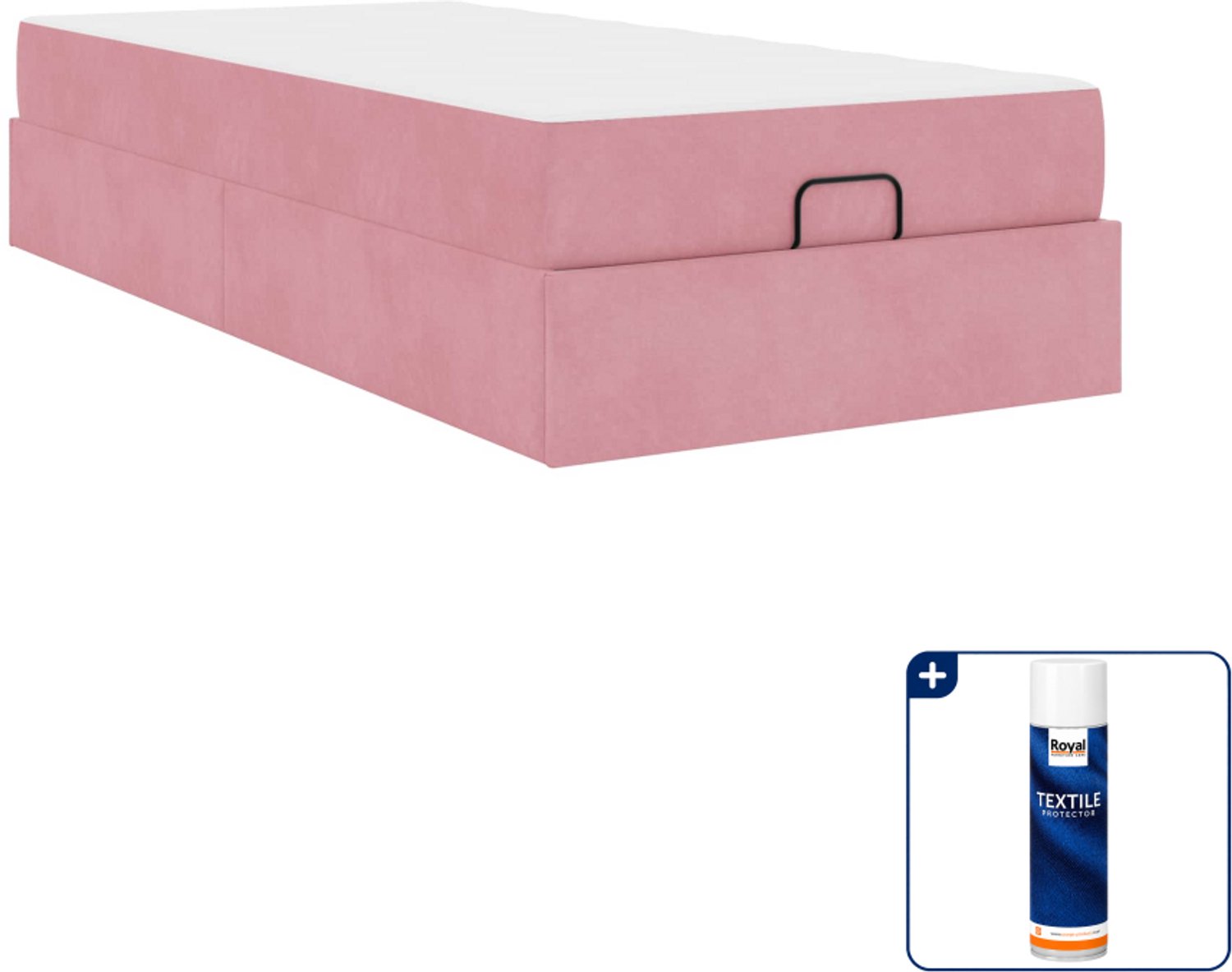 vidaXL bedframe met matras - 200 x 80 cm - fluweel - roze - Inclusief textielbeschermer 500 ml Grijs