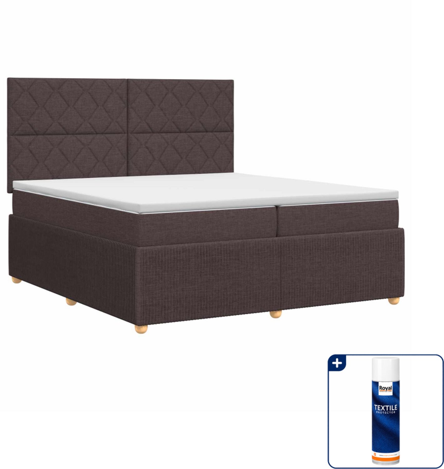 vidaXL boxspringbed - 200 x 200 cm - donkerbruin - Inclusief textielbeschermer 500 ml