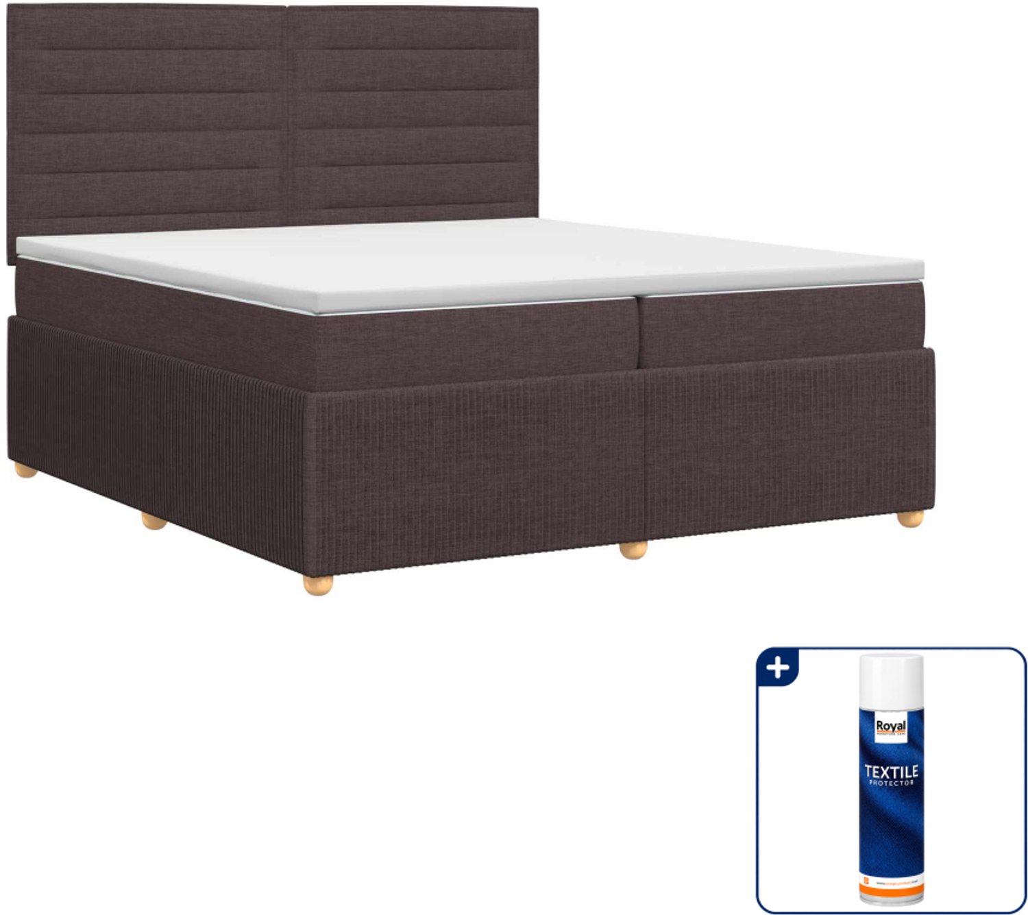 vidaXL boxspringbed - 200 x 200 cm - stof - donkerbruin - Inclusief textielbeschermer 500 ml