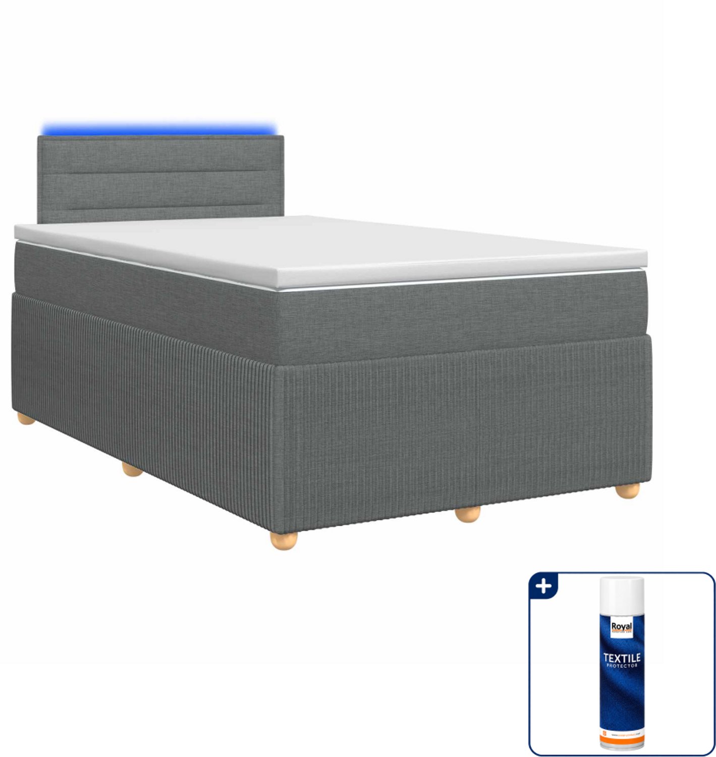 vidaXL boxspringbed met matras - 120 x 200 cm - donkergrijs - Inclusief textielbeschermer 500 ml Donker Grijn