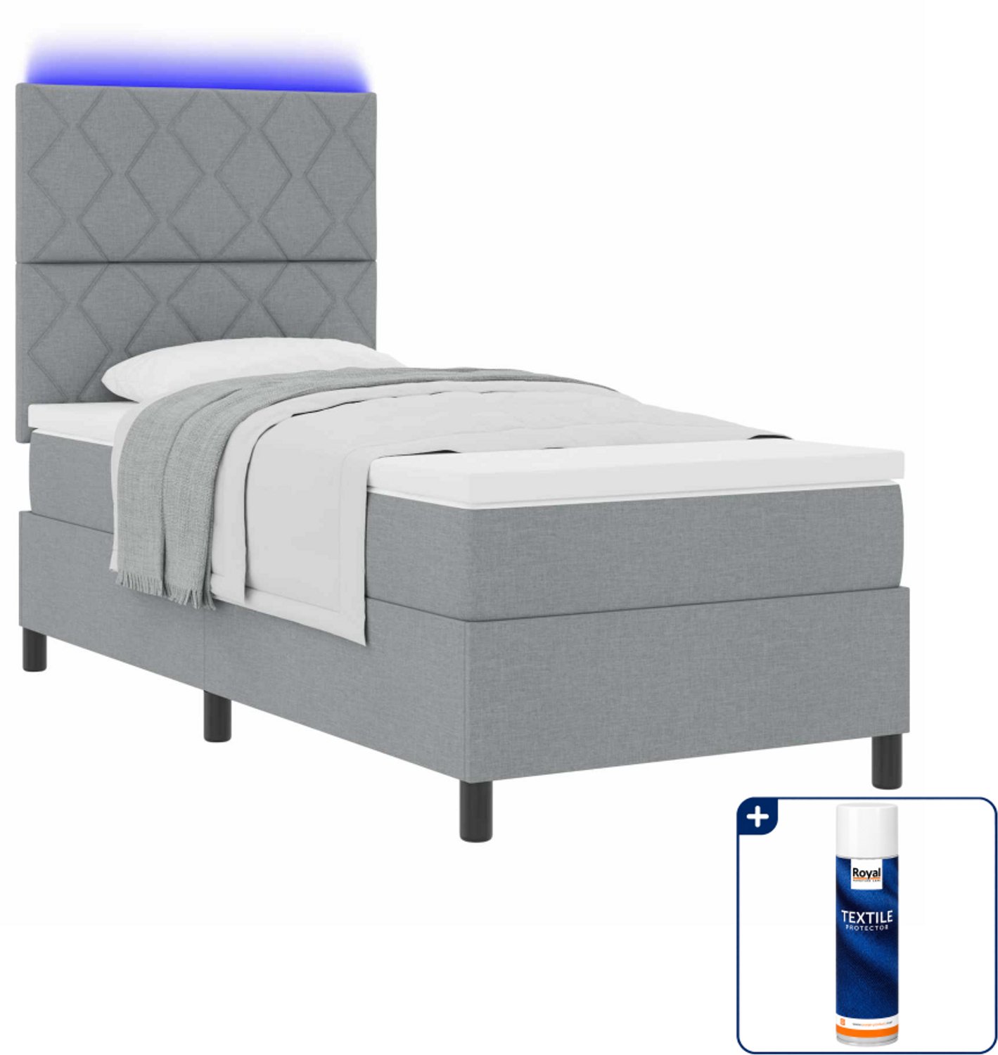 vidaXL boxspring 100 x 200 cm - stof - lichtgrijs - Inclusief textielbeschermer 500 ml