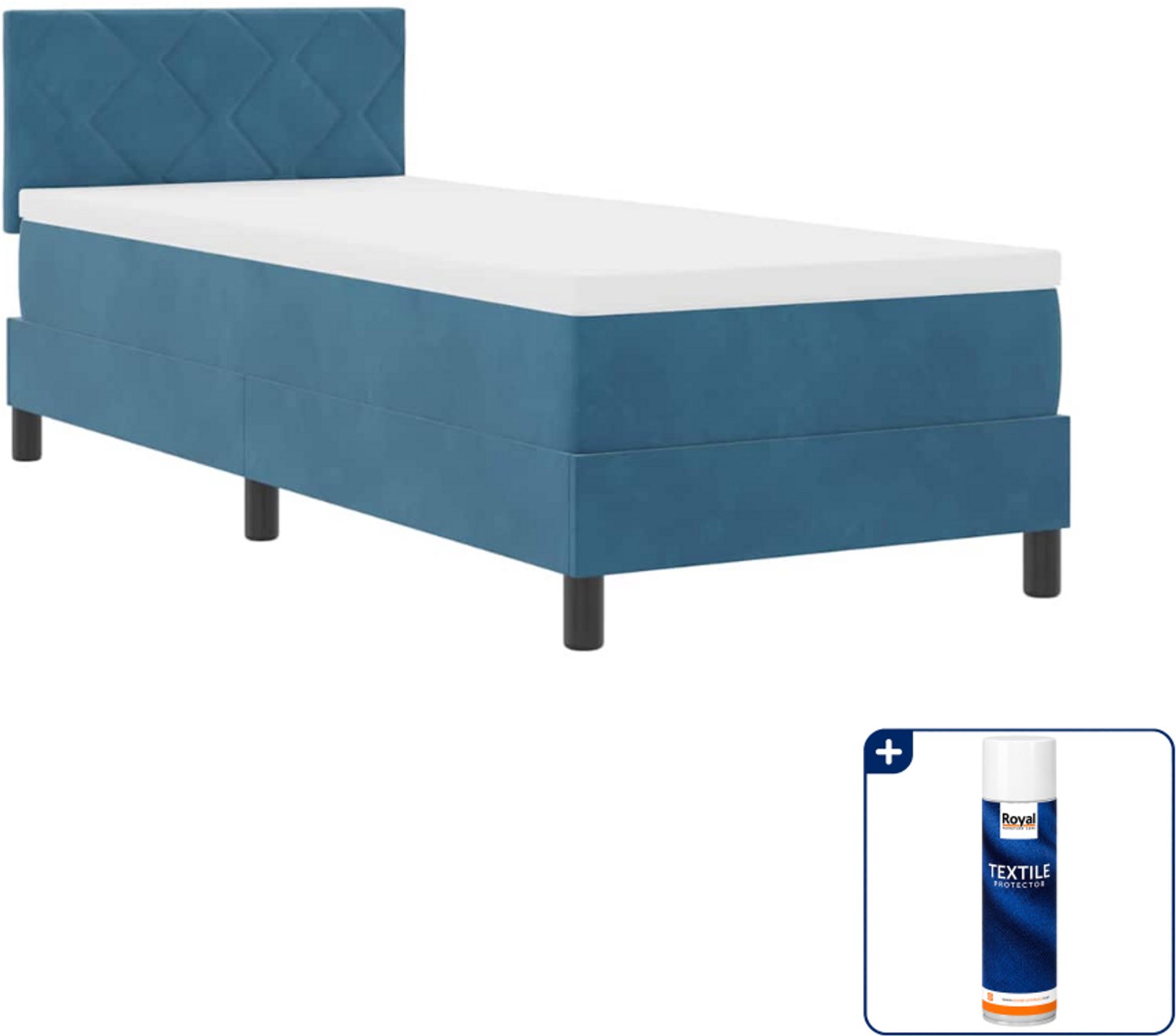 vidaXL led boxspring - 80 x 200 cm - fluweel - donkerblauw - Inclusief textielbeschermer 500 ml