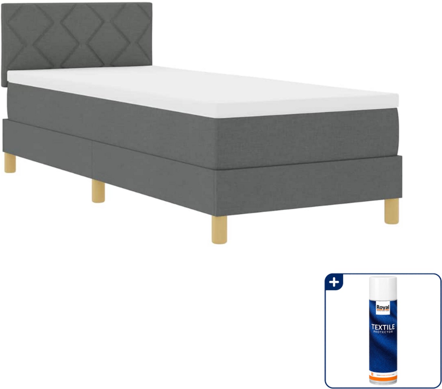 vidaXL led boxspringbed - 80 x 200 cm - donkergrijs - Inclusief textielbeschermer 500 ml