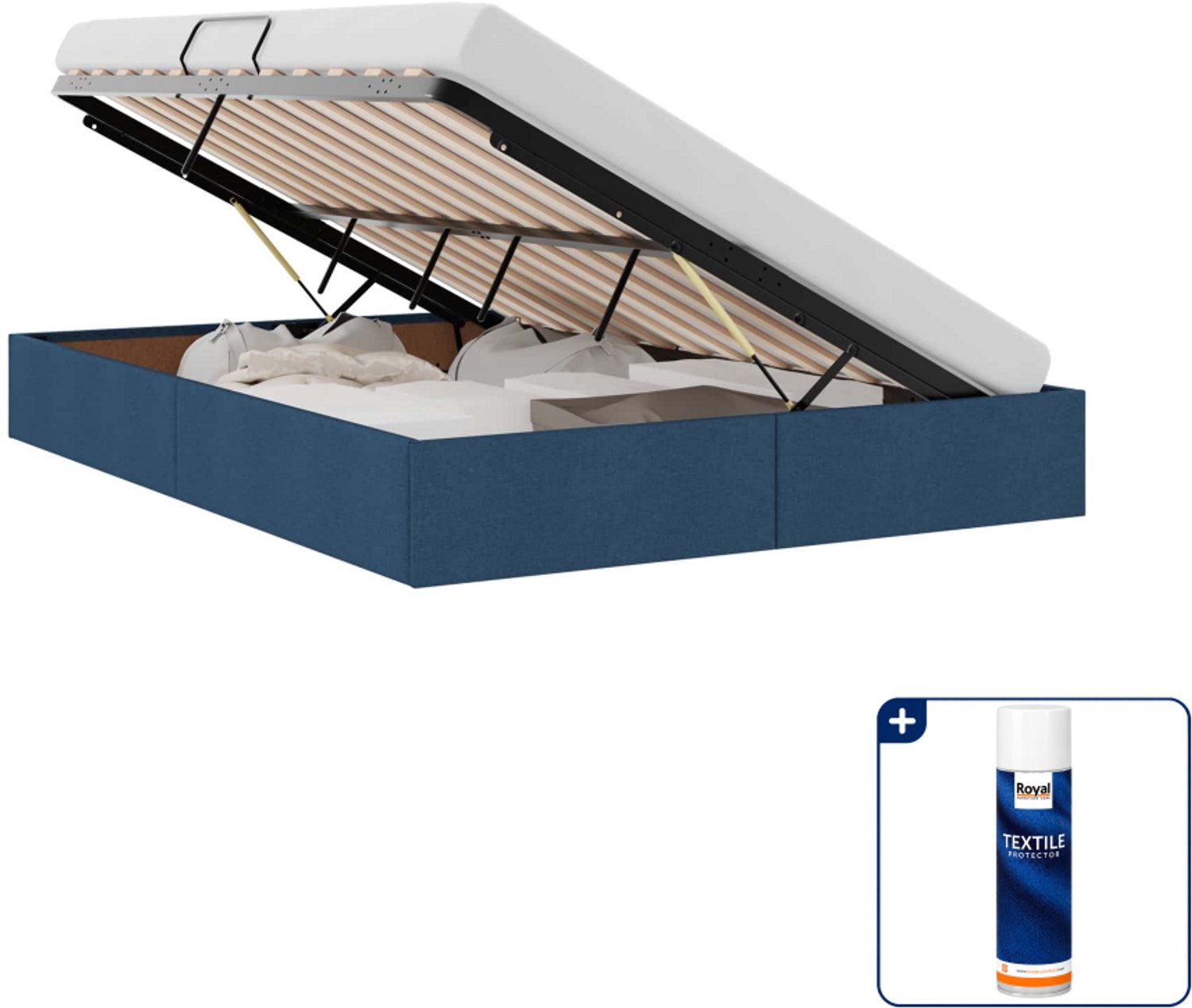 vidaXL ottoman bedframe met opslag - Small double - blauw - Inclusief textielbeschermer 500 ml