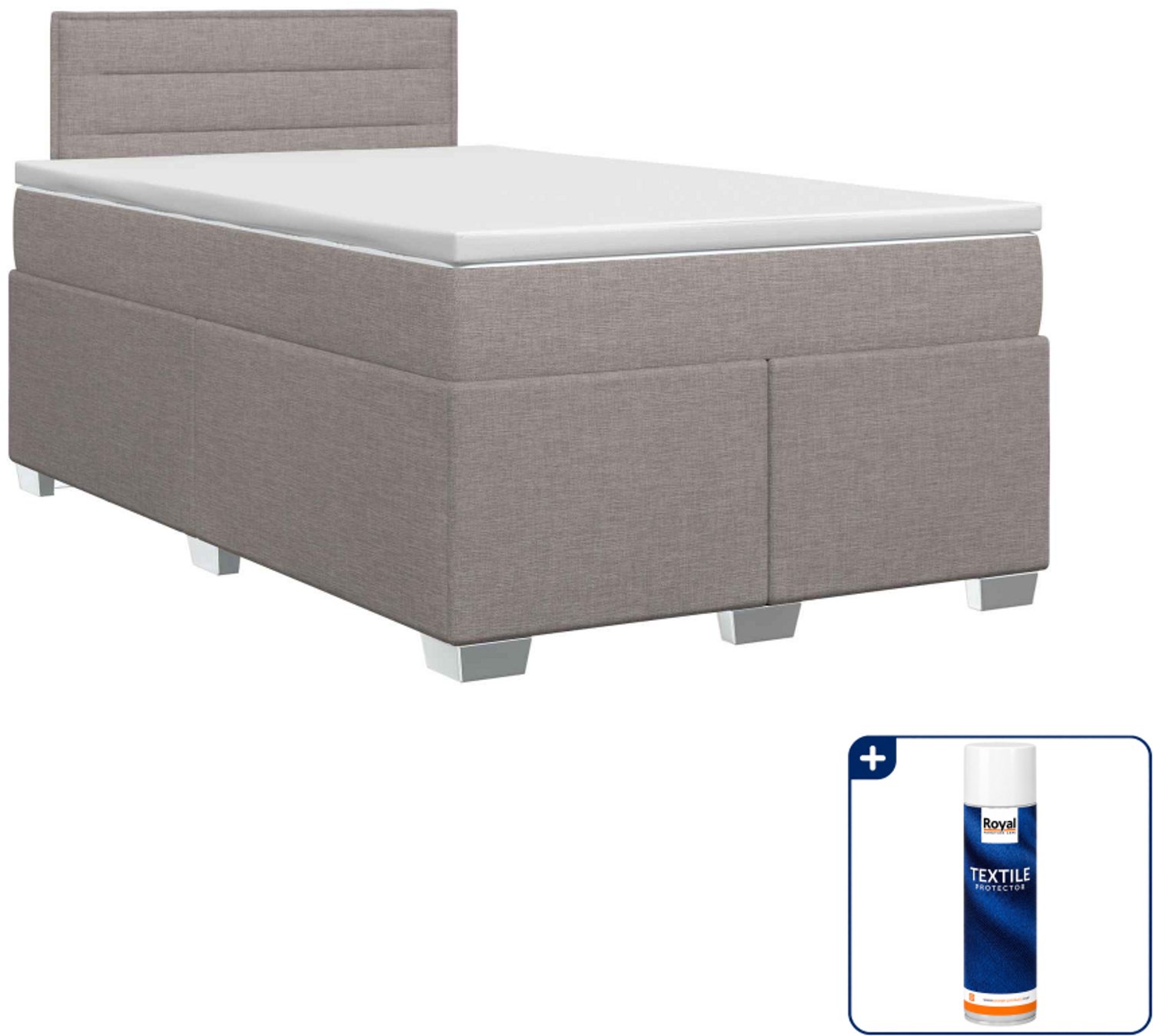 vidaXL boxspringbed 120 x 190 cm - stof - taupe - Inclusief textielbeschermer 500 ml