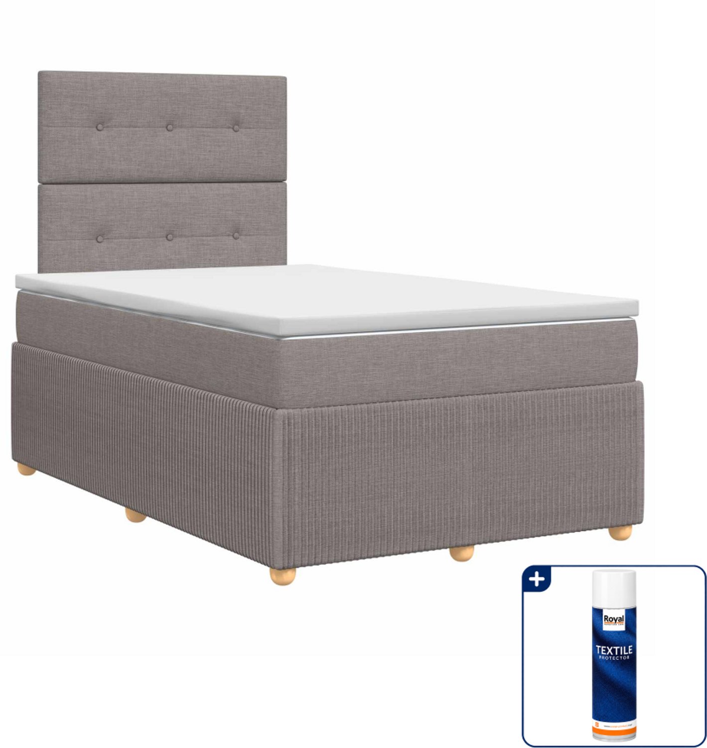 vidaXL boxspringbed - 120 x 200 cm - taupe - Inclusief textielbeschermer 500 ml
