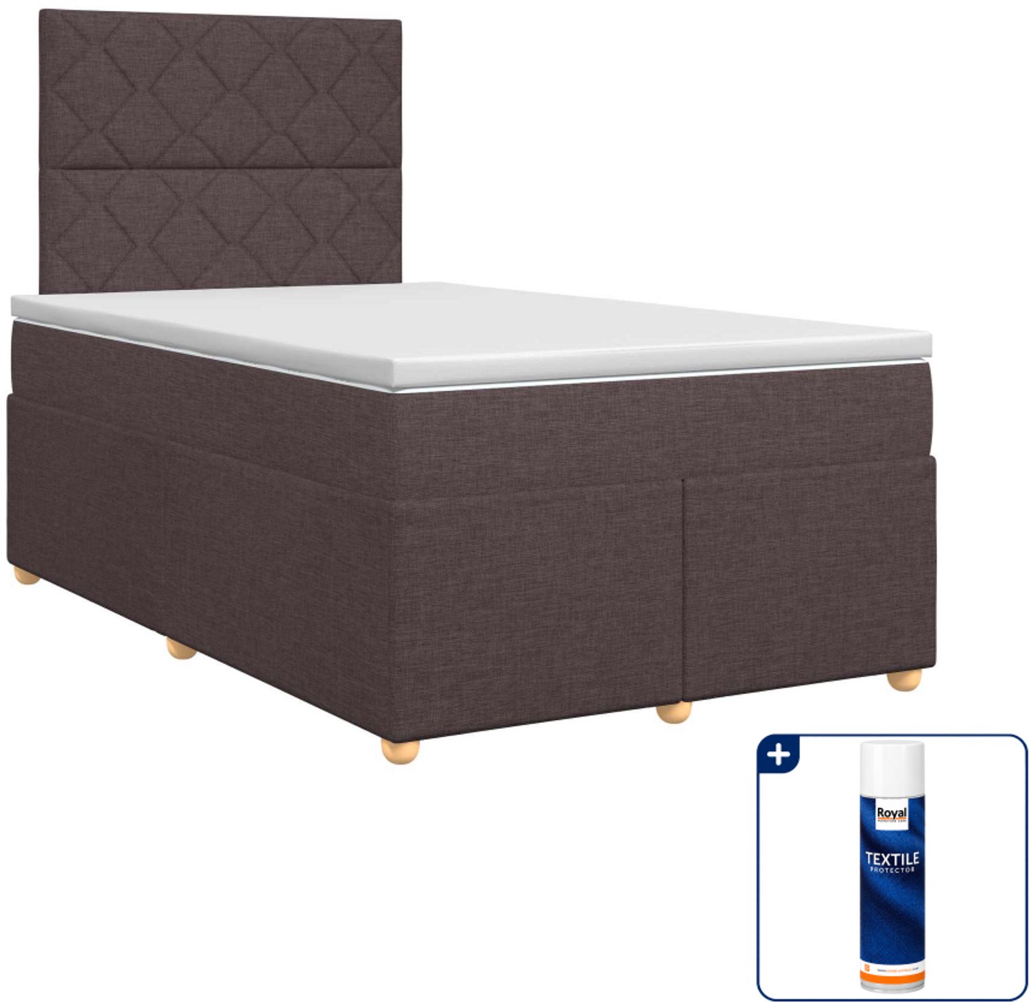 vidaXL boxspringbed met matras - 120 x 200 cm - donkerbruin - Inclusief textielbeschermer 500 ml